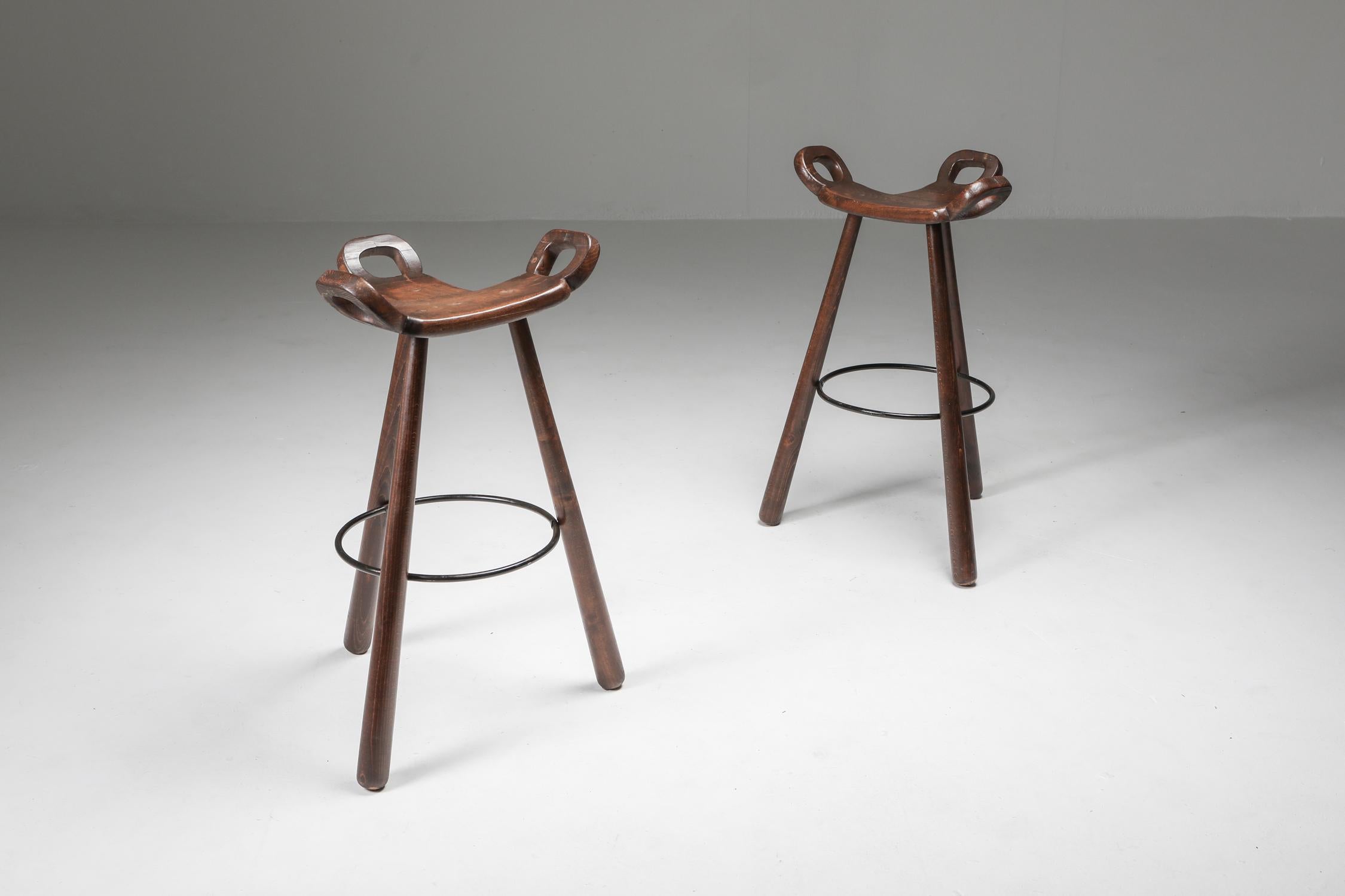 Mid-20th Century Scandinavian Bar Stools by Carl Malmsten, Sweden, 1950s For Sale