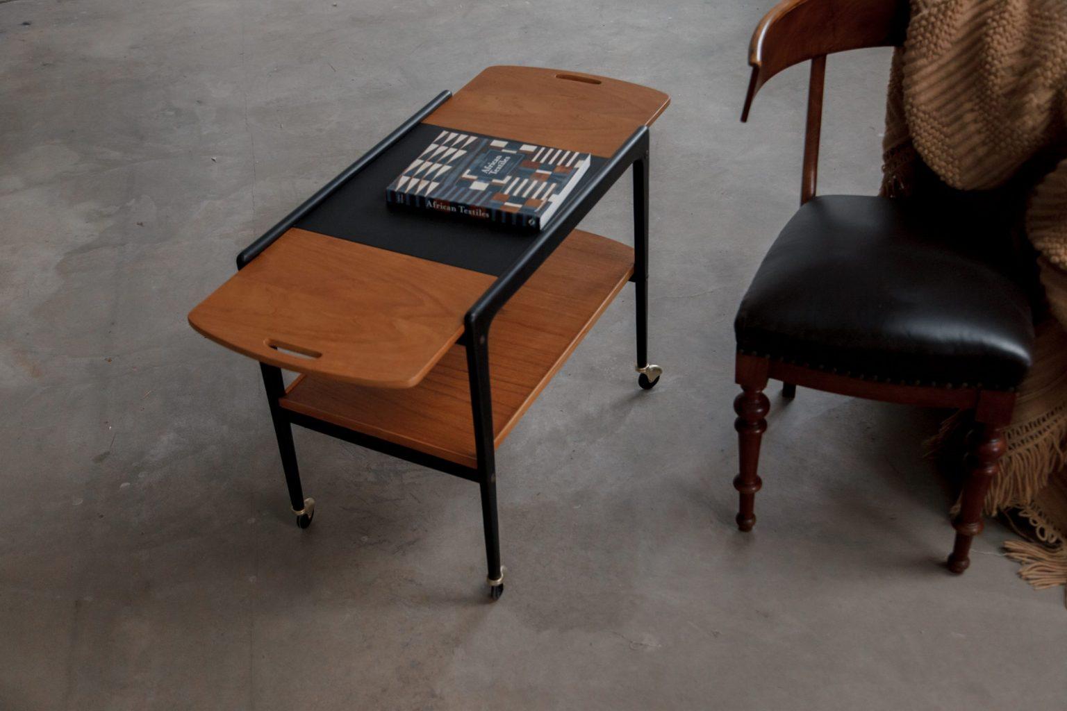 Mid-Century Modern Scandinavian Bar Table on Wheels by Designer Yngve Ekstrom