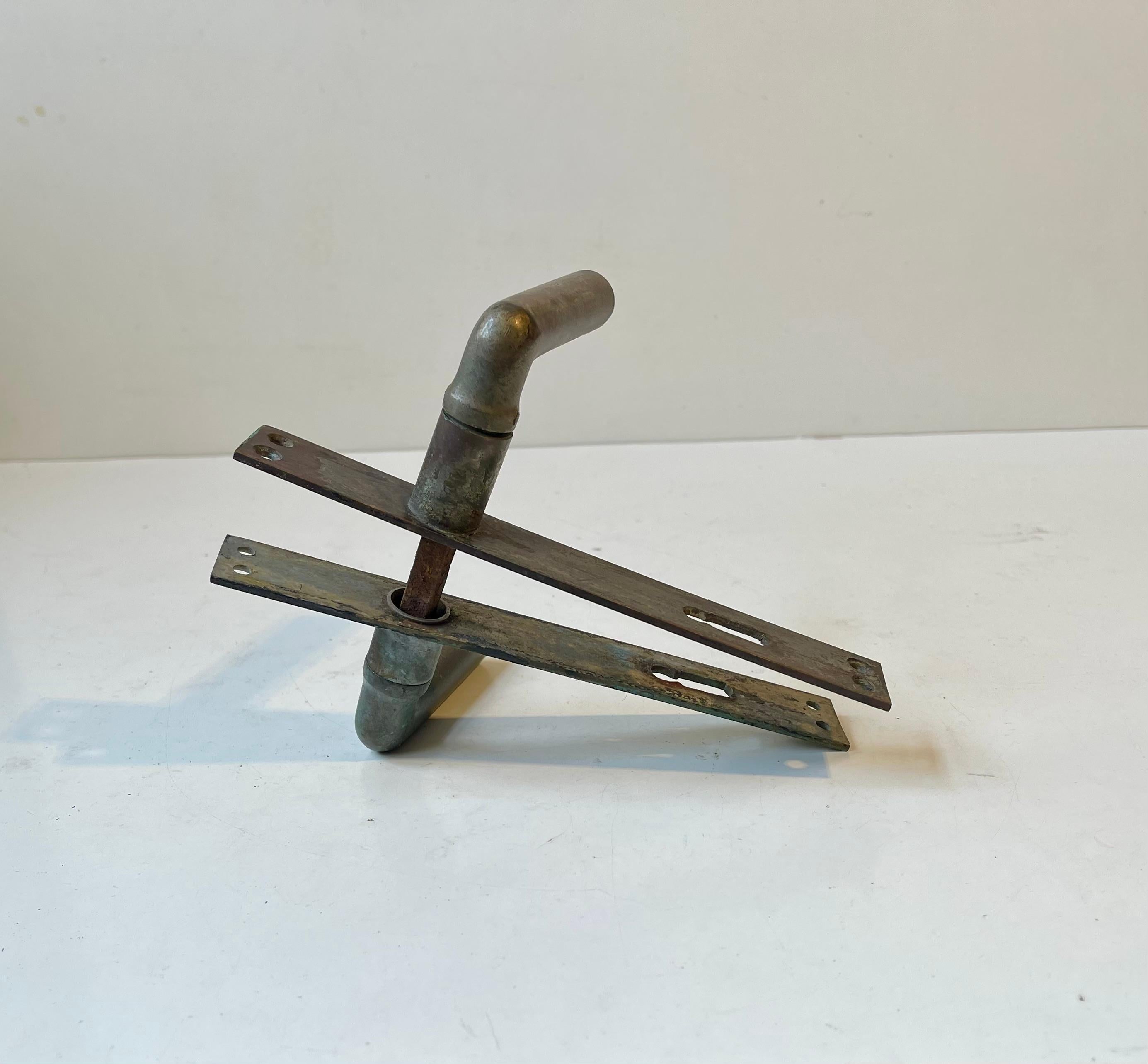 Métal Scandinavian Bauhaus State Building Door Handles in Brass, 1930s, 6 Sets en vente