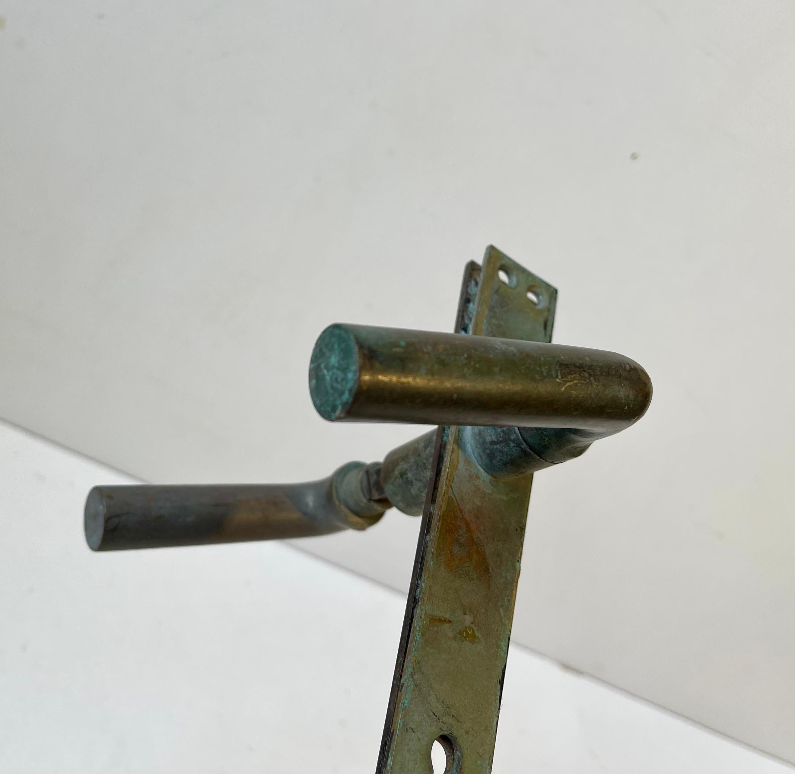 Scandinavian Bauhaus State Building Door Handles in Brass, 1930s, 6 Sets en vente 1