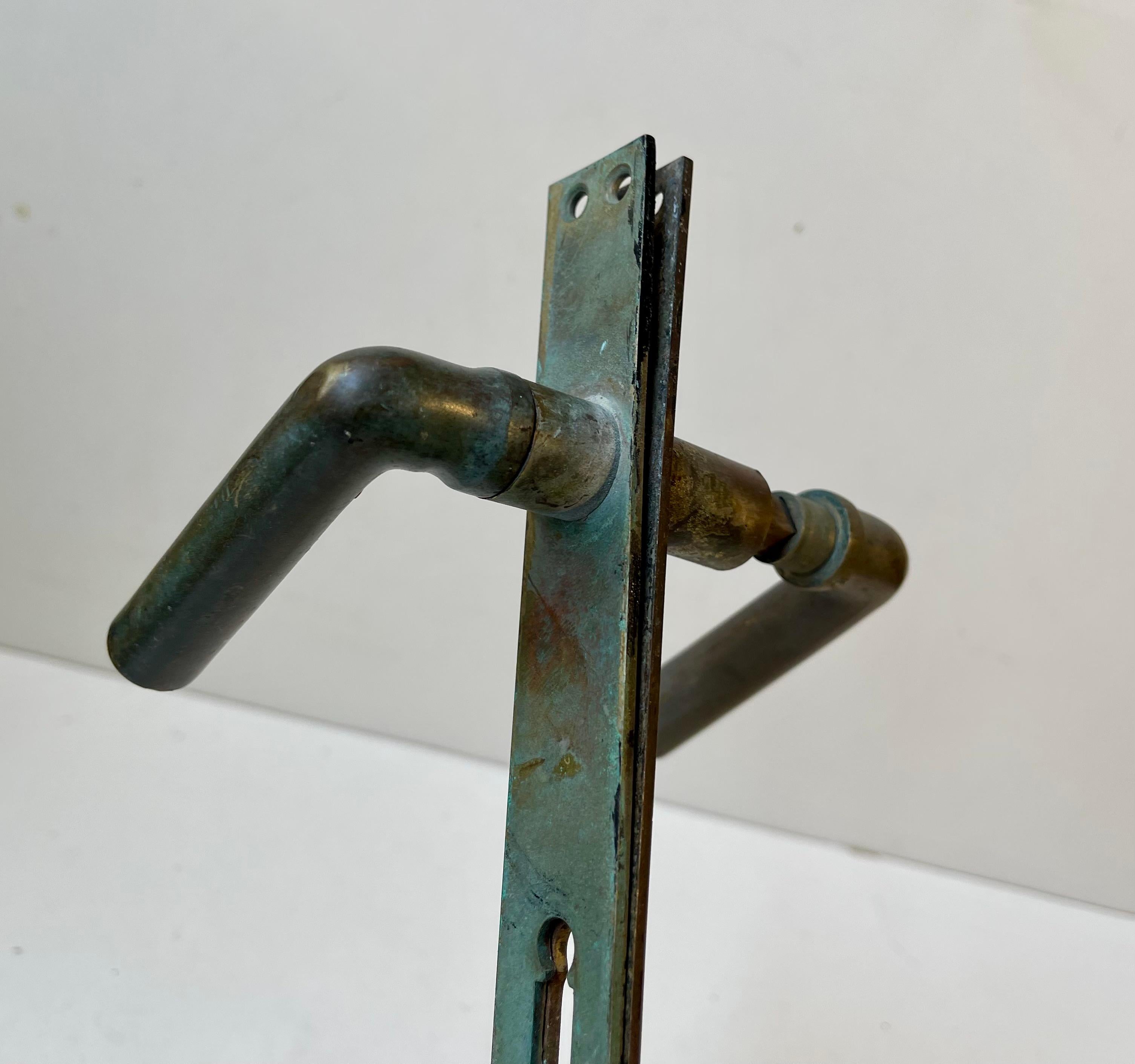 Scandinavian Bauhaus State Building Door Handles in Brass, 1930s, 6 Sets en vente 2