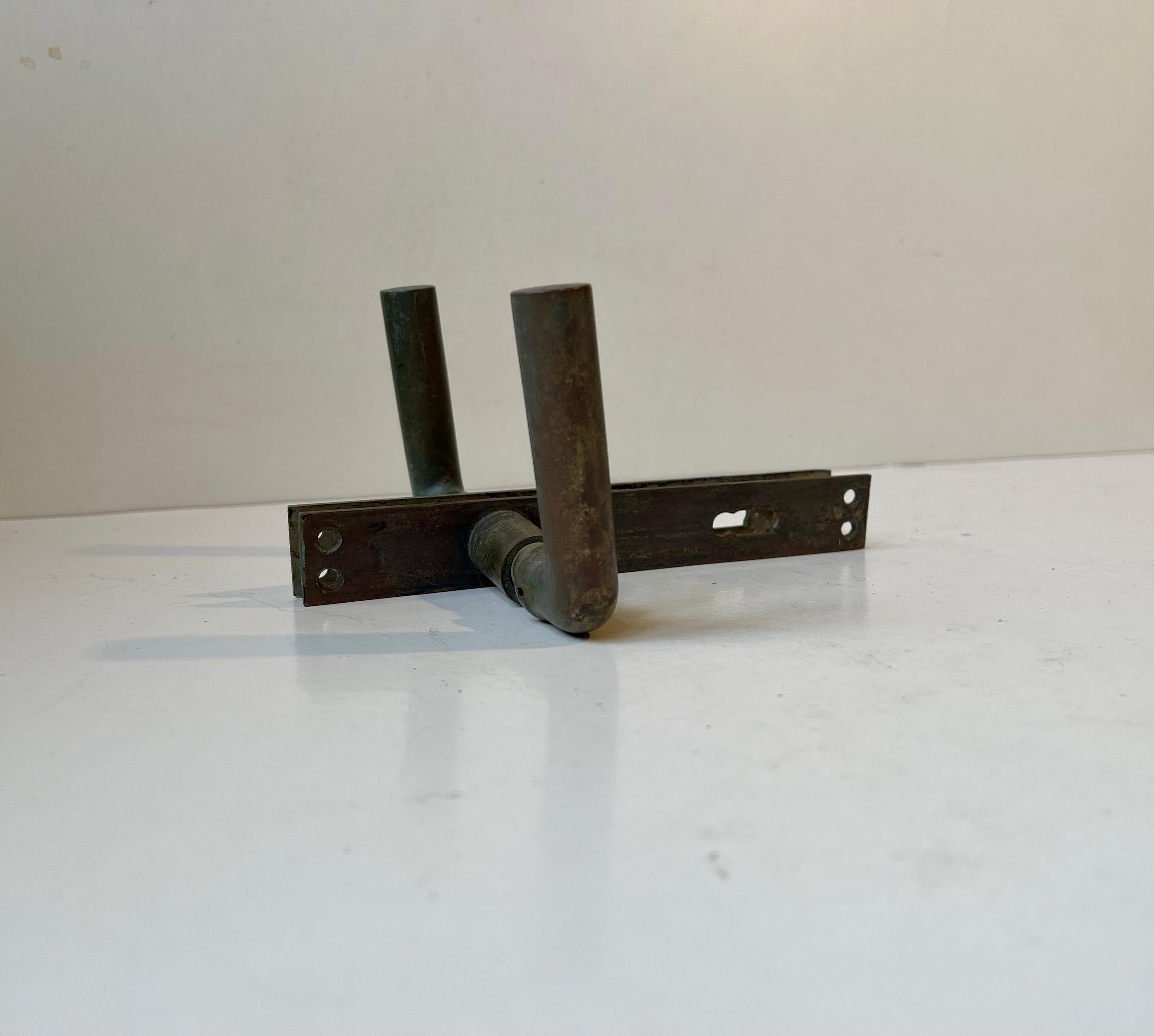 Scandinavian Bauhaus State Building Door Handles in Brass, 1930s, 6 Sets en vente 3