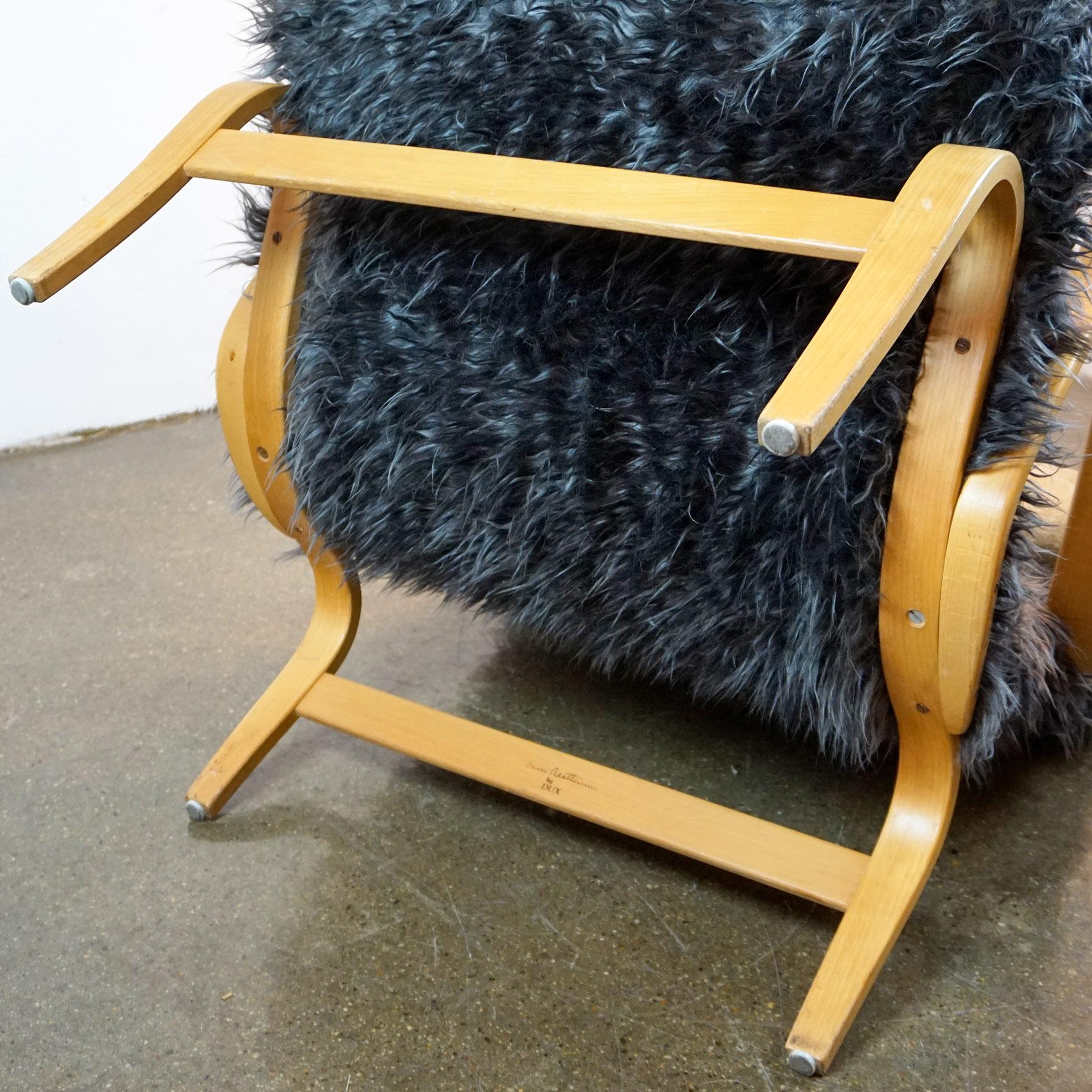 Pernilla Lounge Chair aus skandinavischer Buche mit Ottomane von Bruno Mathsson für DUX 3