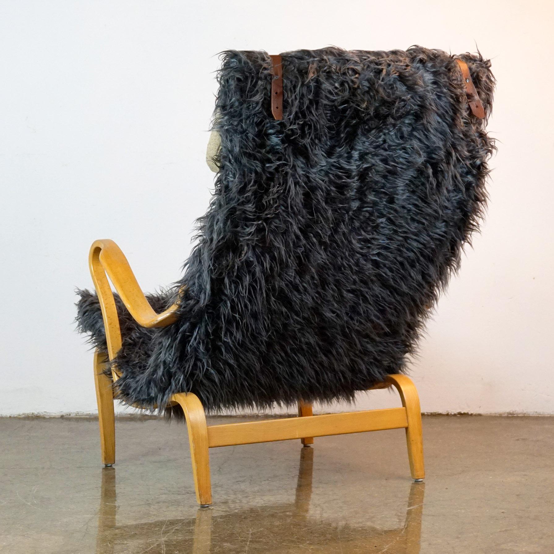 Scandinavian Beech Pernilla Lounge Chair with Ottoman by Bruno Mathsson for DUX 2