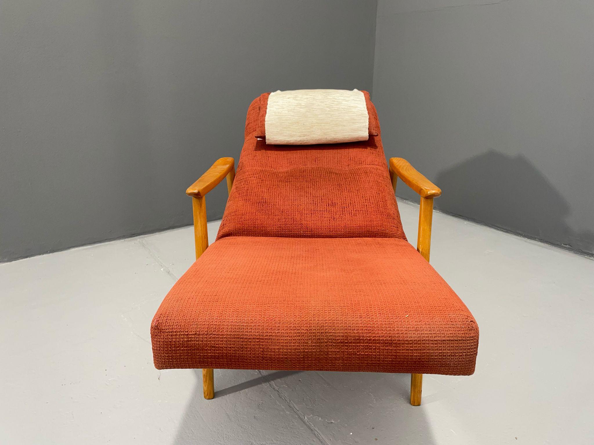 Fauteuil inclinable scandinave en Beeche, Suède, années 1950 en vente 8