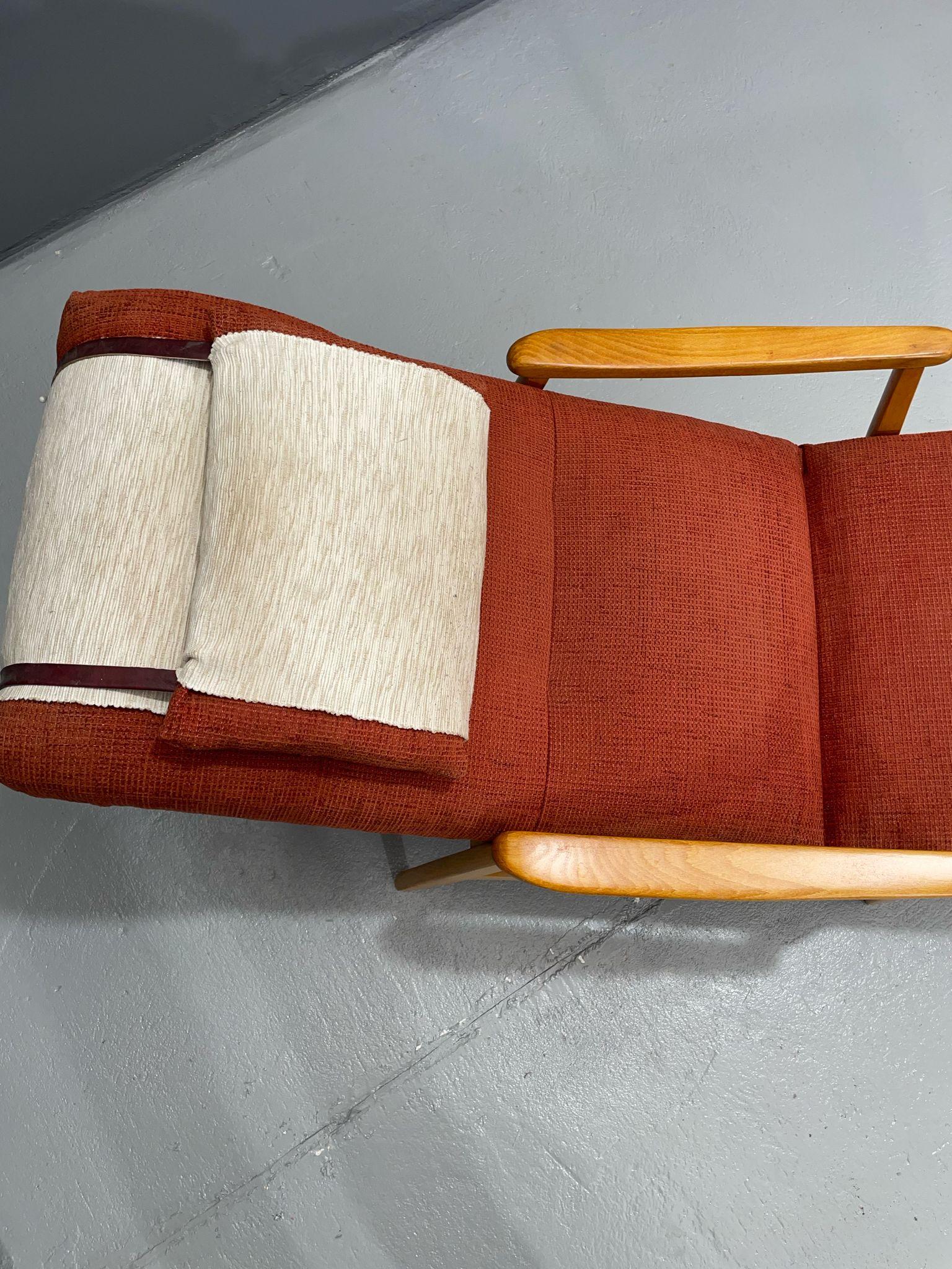 Fauteuil inclinable scandinave en Beeche, Suède, années 1950 en vente 10