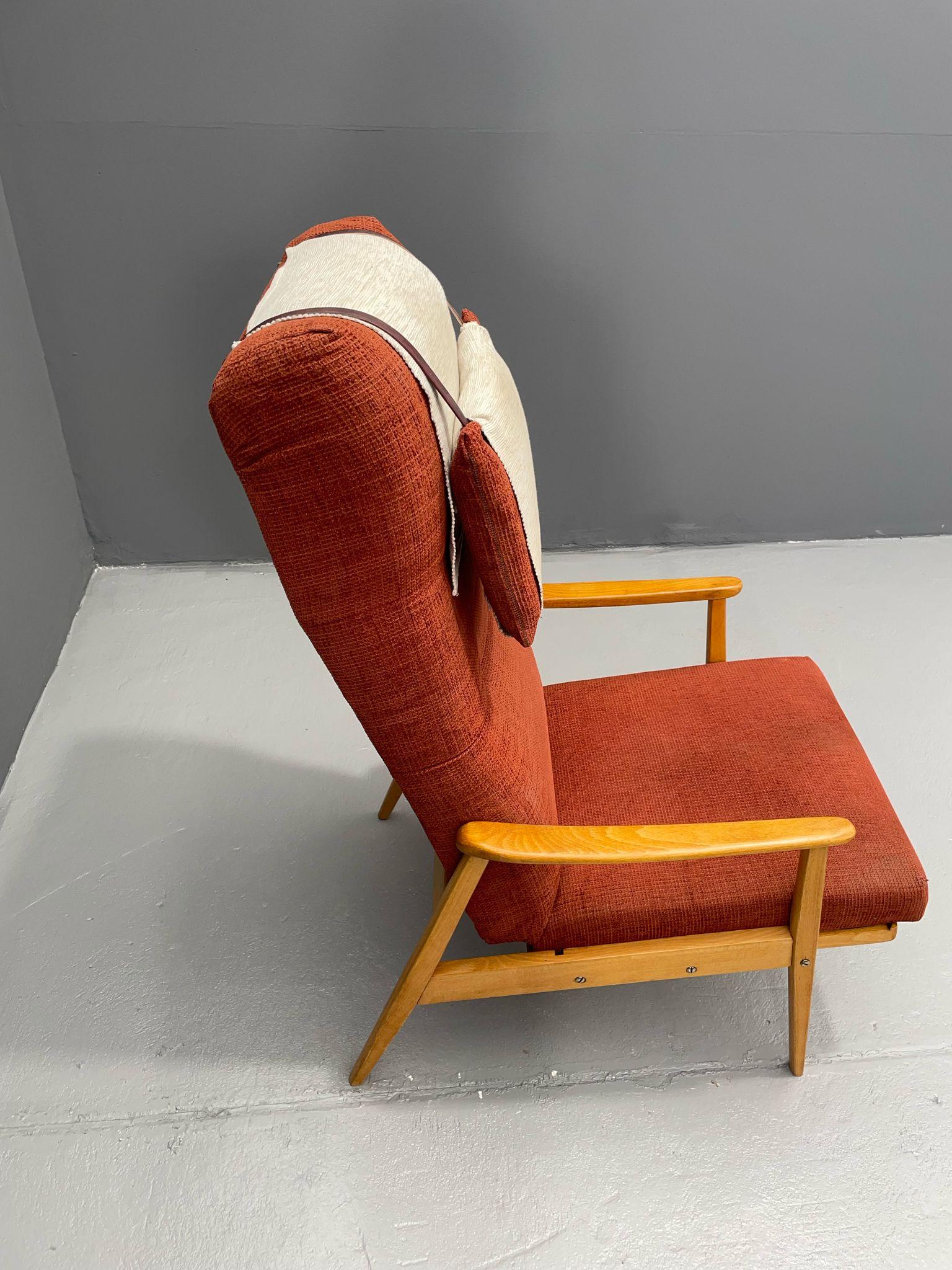 Fauteuil inclinable scandinave en Beeche, Suède, années 1950 Bon état - En vente à Prague 8, CZ