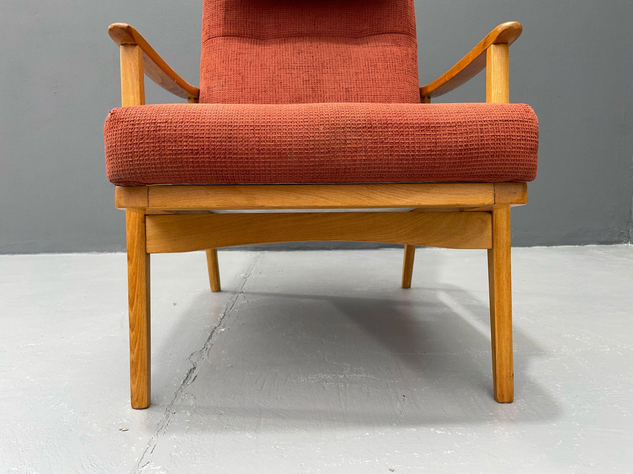 Fauteuil inclinable scandinave en Beeche, Suède, années 1950 en vente 1