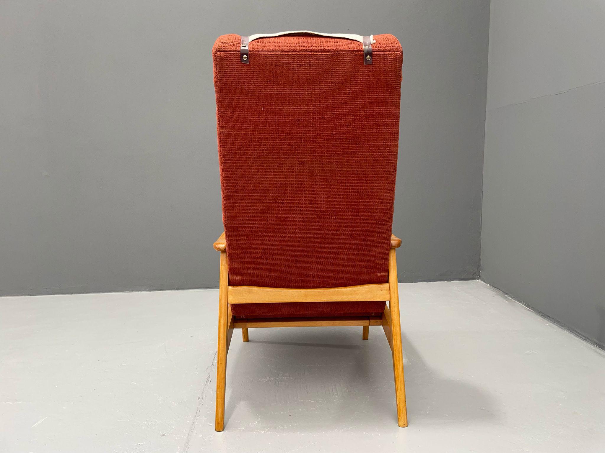 Fauteuil inclinable scandinave en Beeche, Suède, années 1950 en vente 2