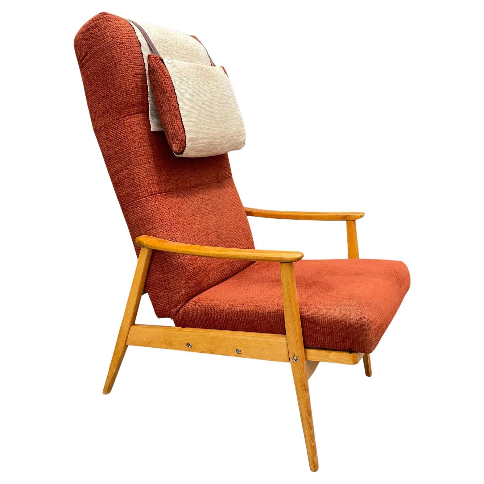 Scandinavian Beech Reclining Armchair, Sweden, 1950s
