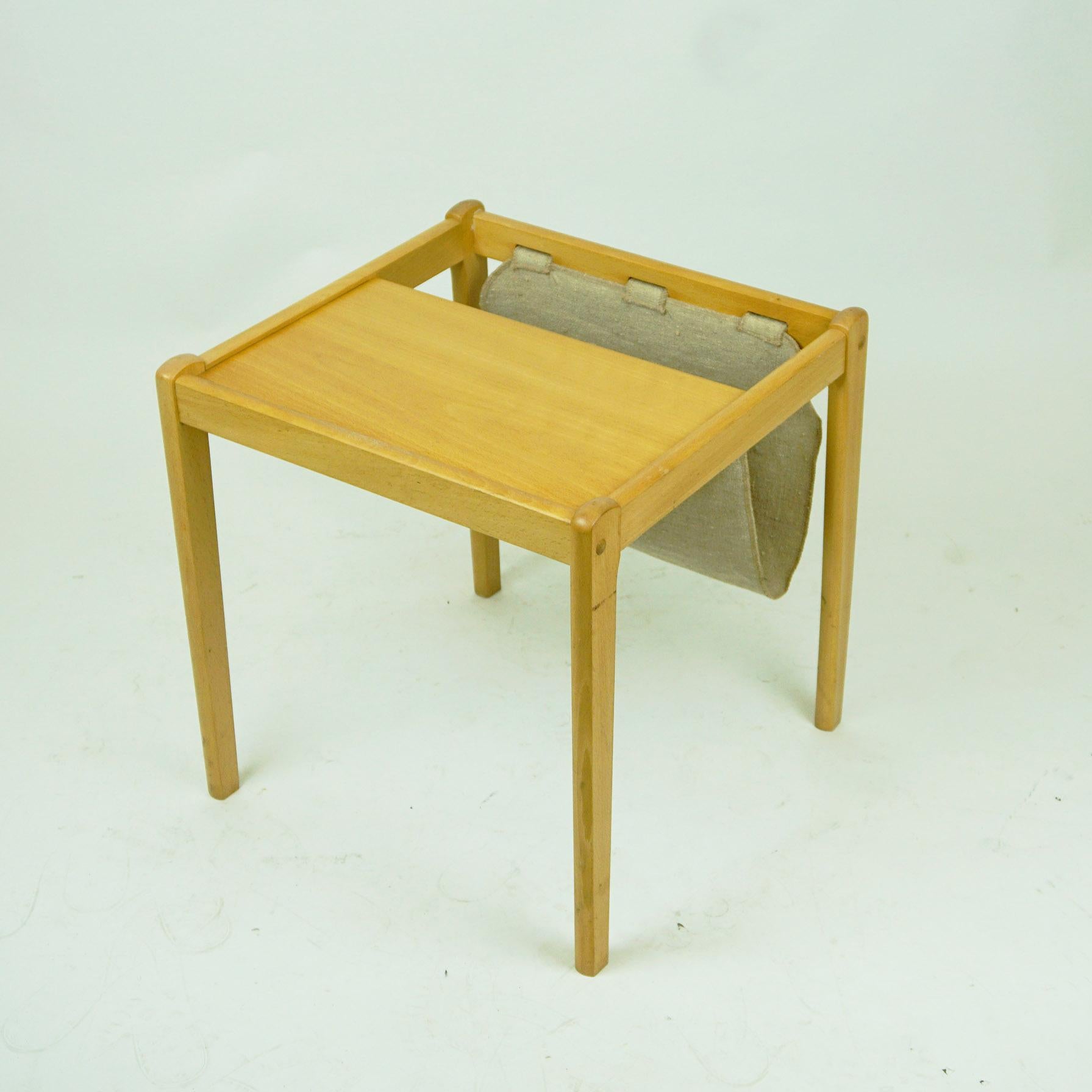 Scandinavian Beech Side Table with Magazine Rack by BRDR Furbo Denmark In Good Condition In Vienna, AT