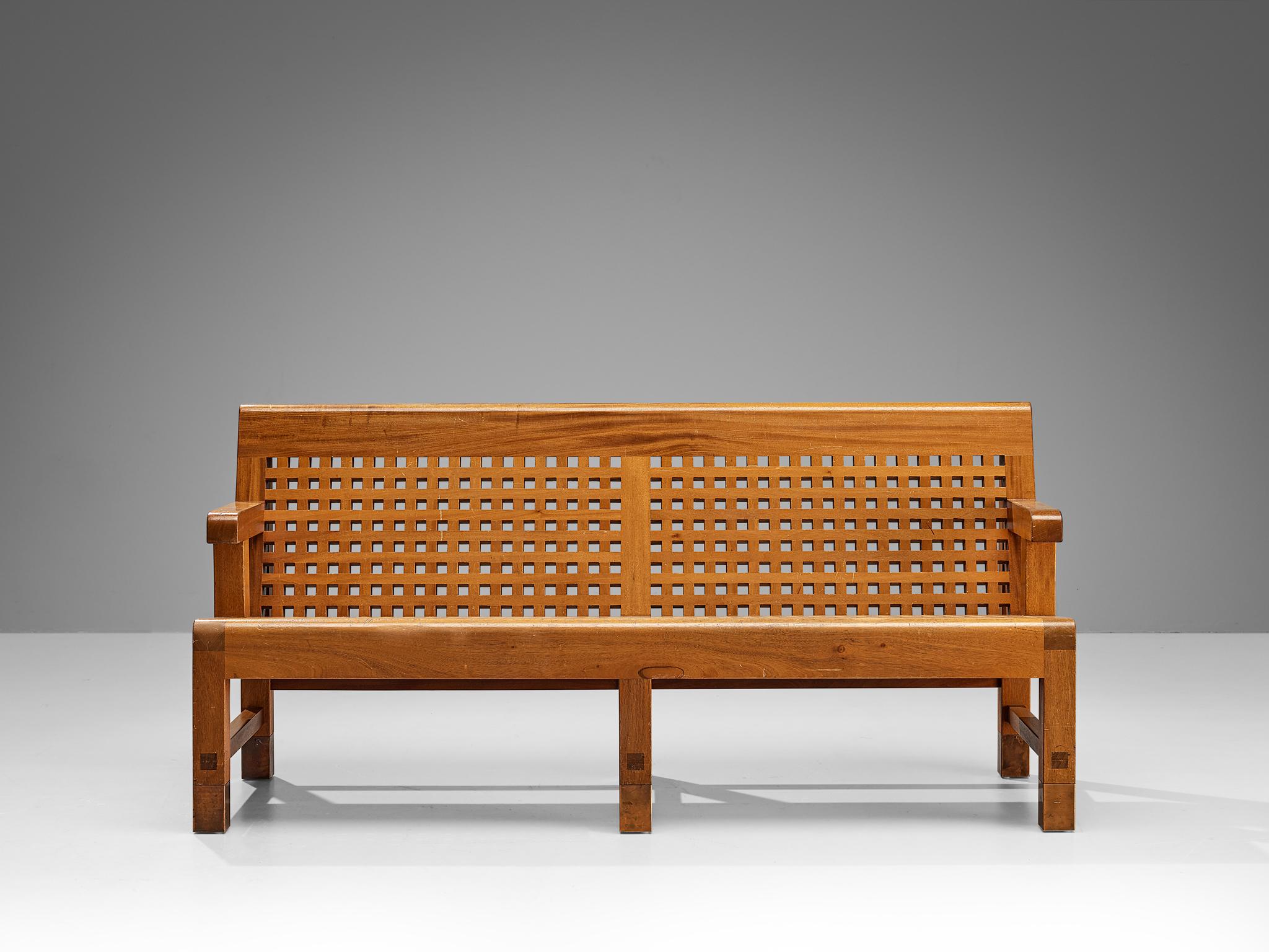 Scandinavian Bench in Mahogany and Copper 1