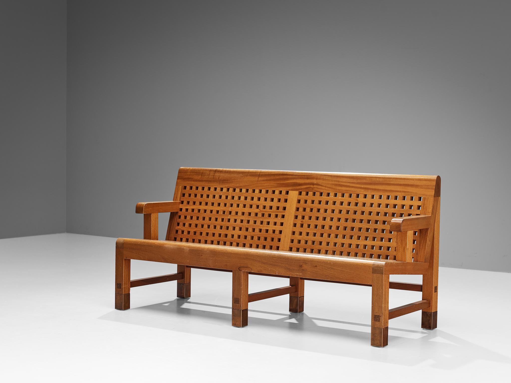 Scandinavian Bench in Mahogany and Copper 4