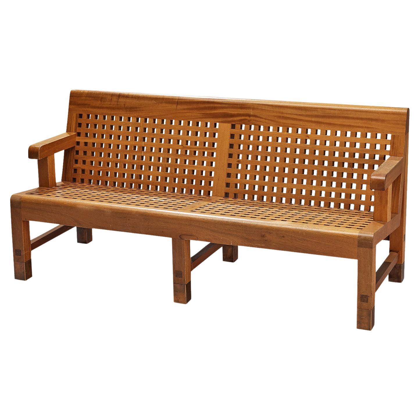 Scandinavian Bench in Mahogany and Copper