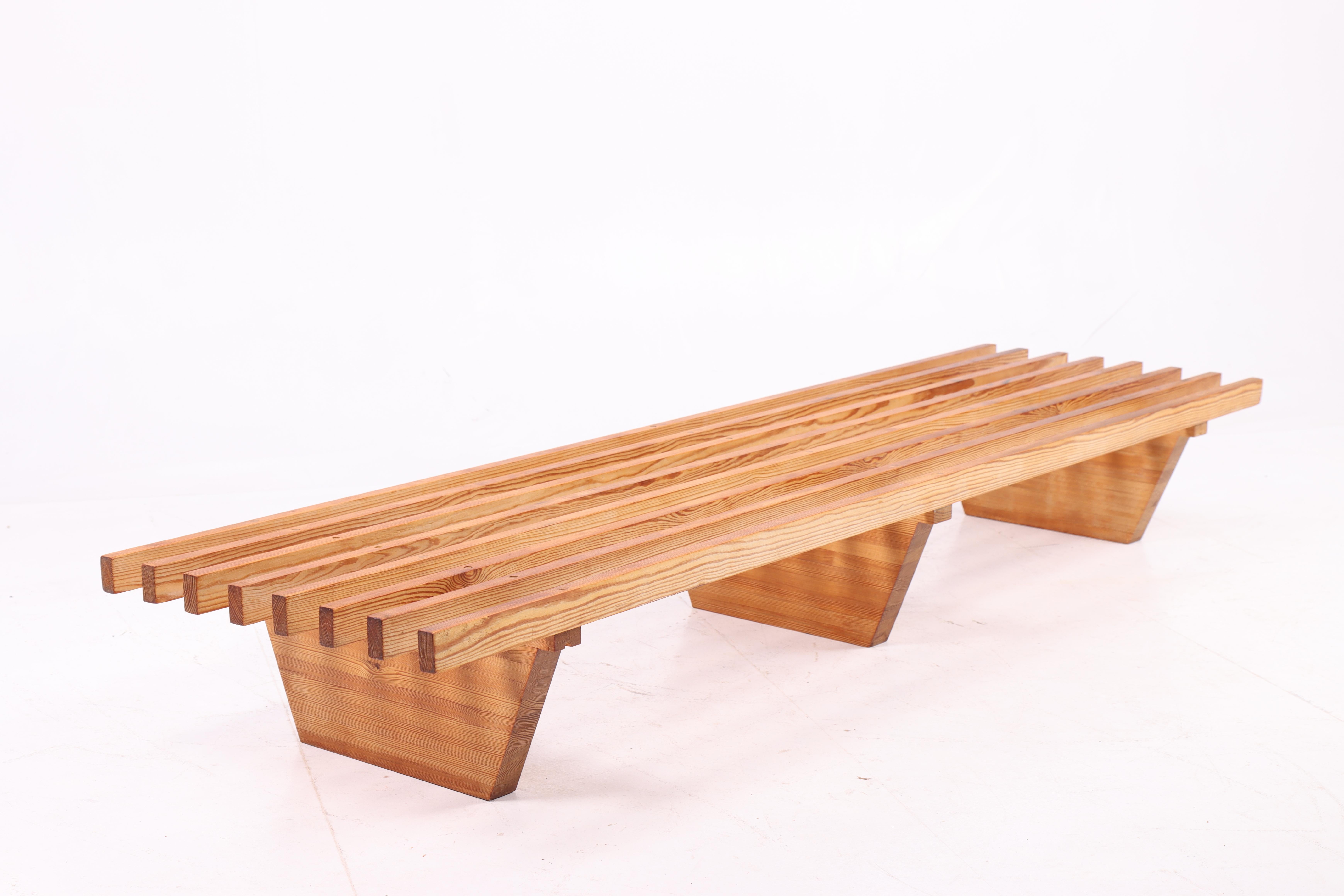 Bench in solid pine. Designed and made in Sweden 1970s. Great original condition.