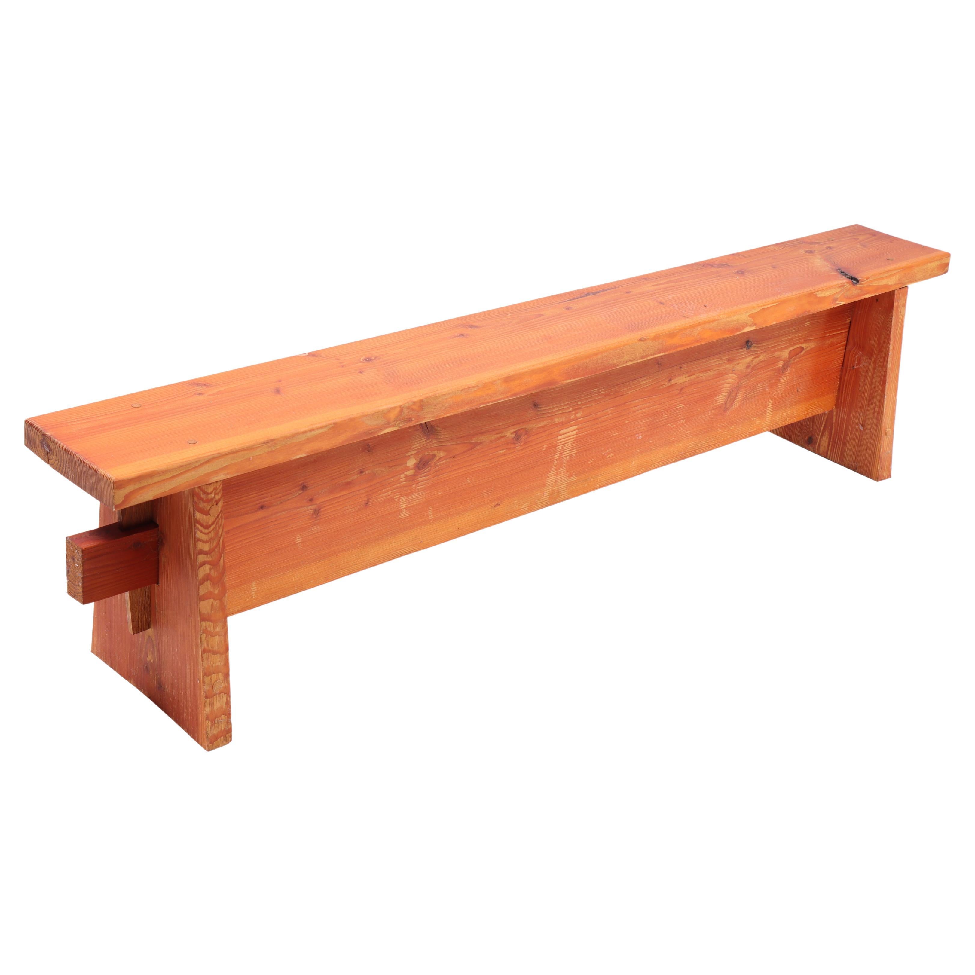 Scandinavian Bench in Solid Pine, 1970s For Sale