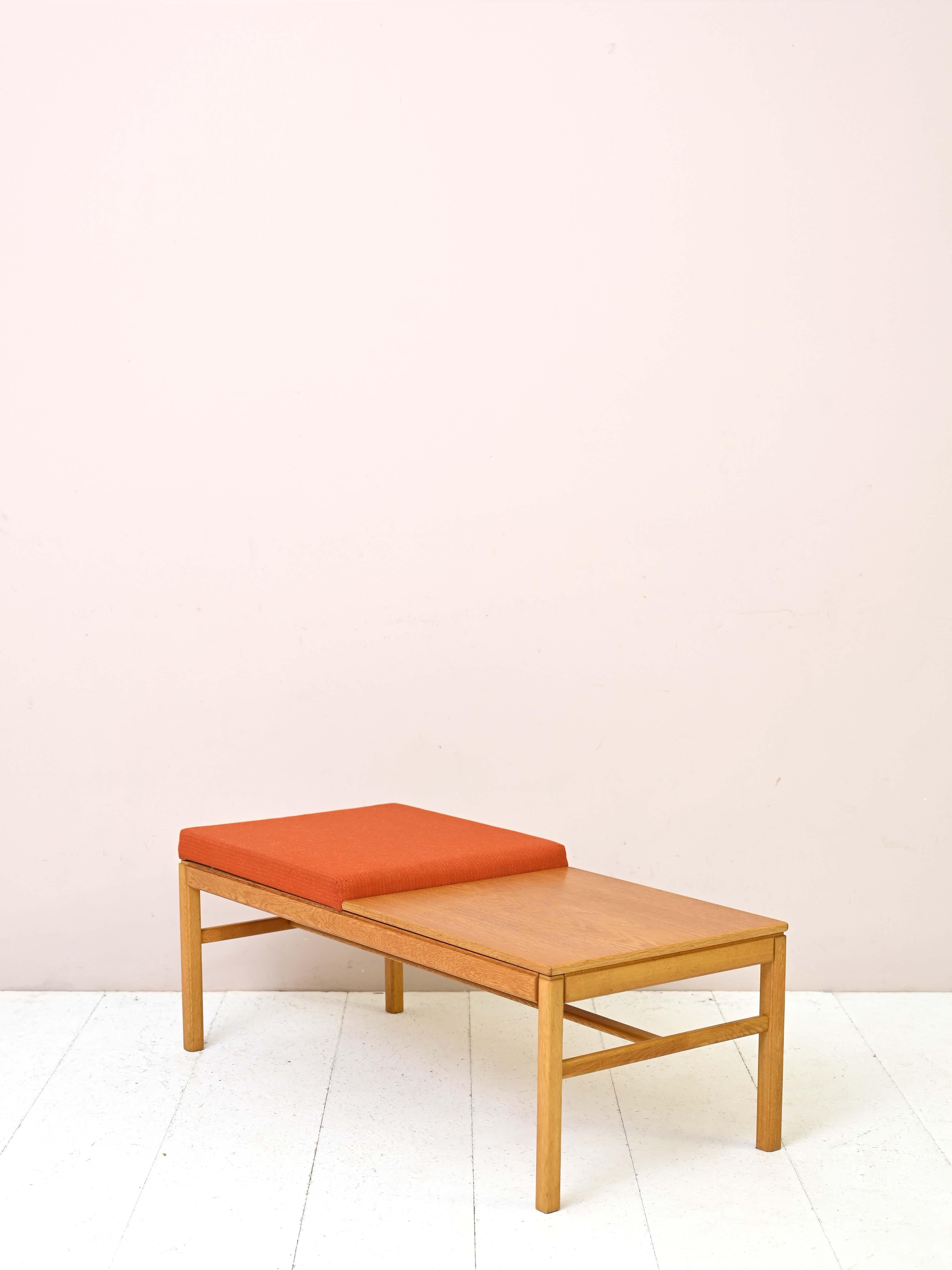Scandinavian Modern Scandinavian Bench with Upholstered Seat For Sale
