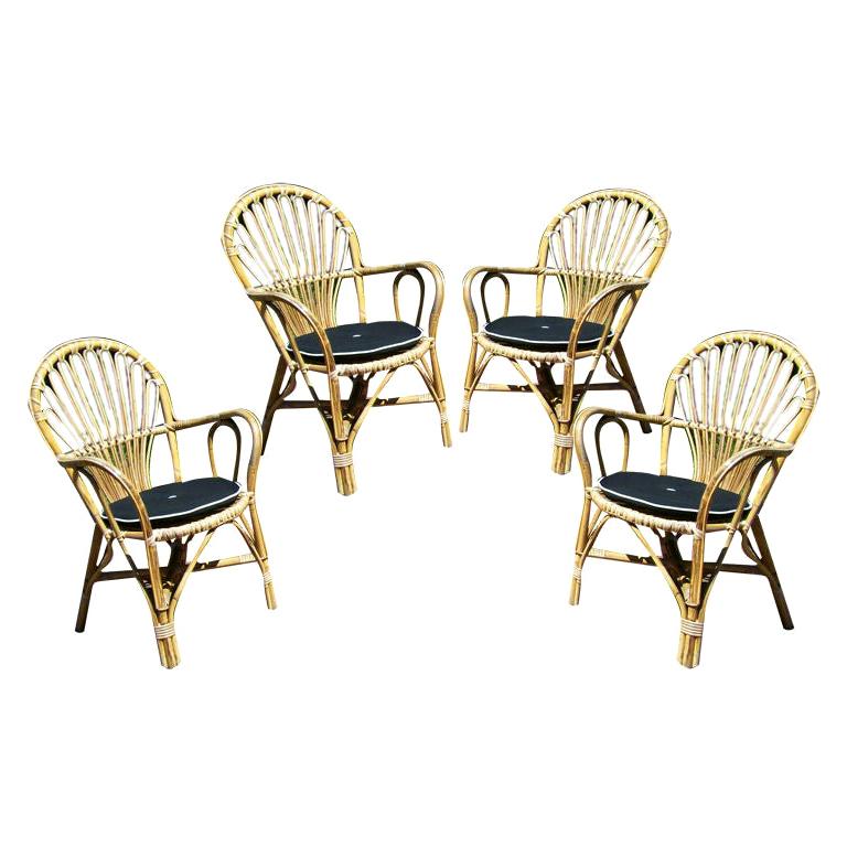 Scandinavian Bent/Woven Bamboo Armchairs