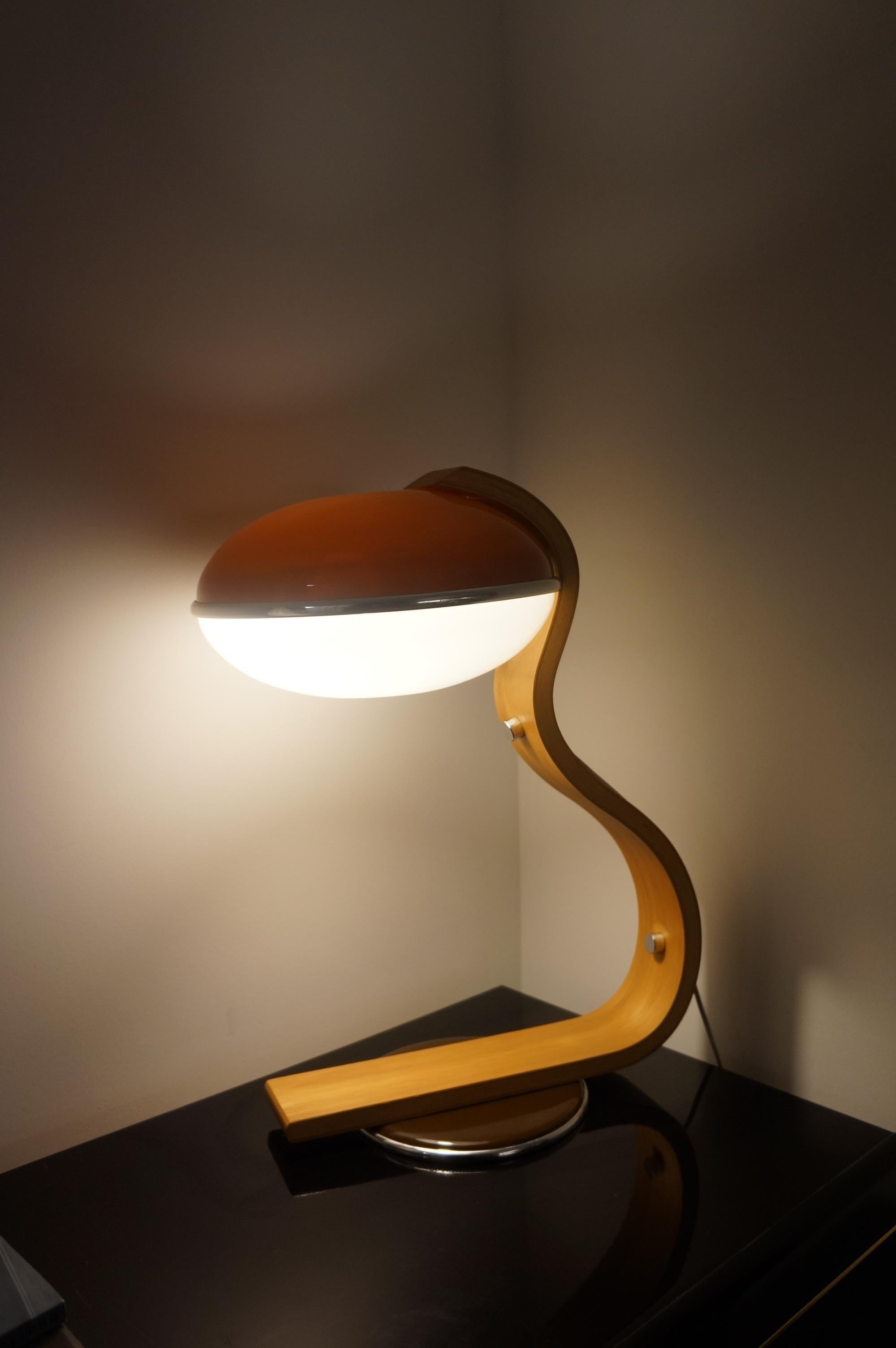 Scandinavian Bentwood Teak and Acrylic Table Lamp 3