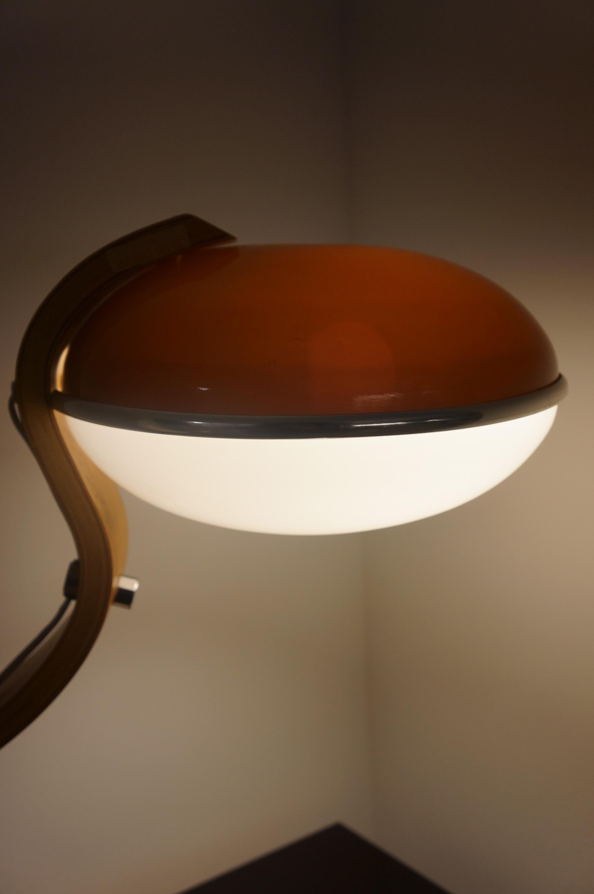 Scandinavian Modern Scandinavian Bentwood Teak and Acrylic Table Lamp