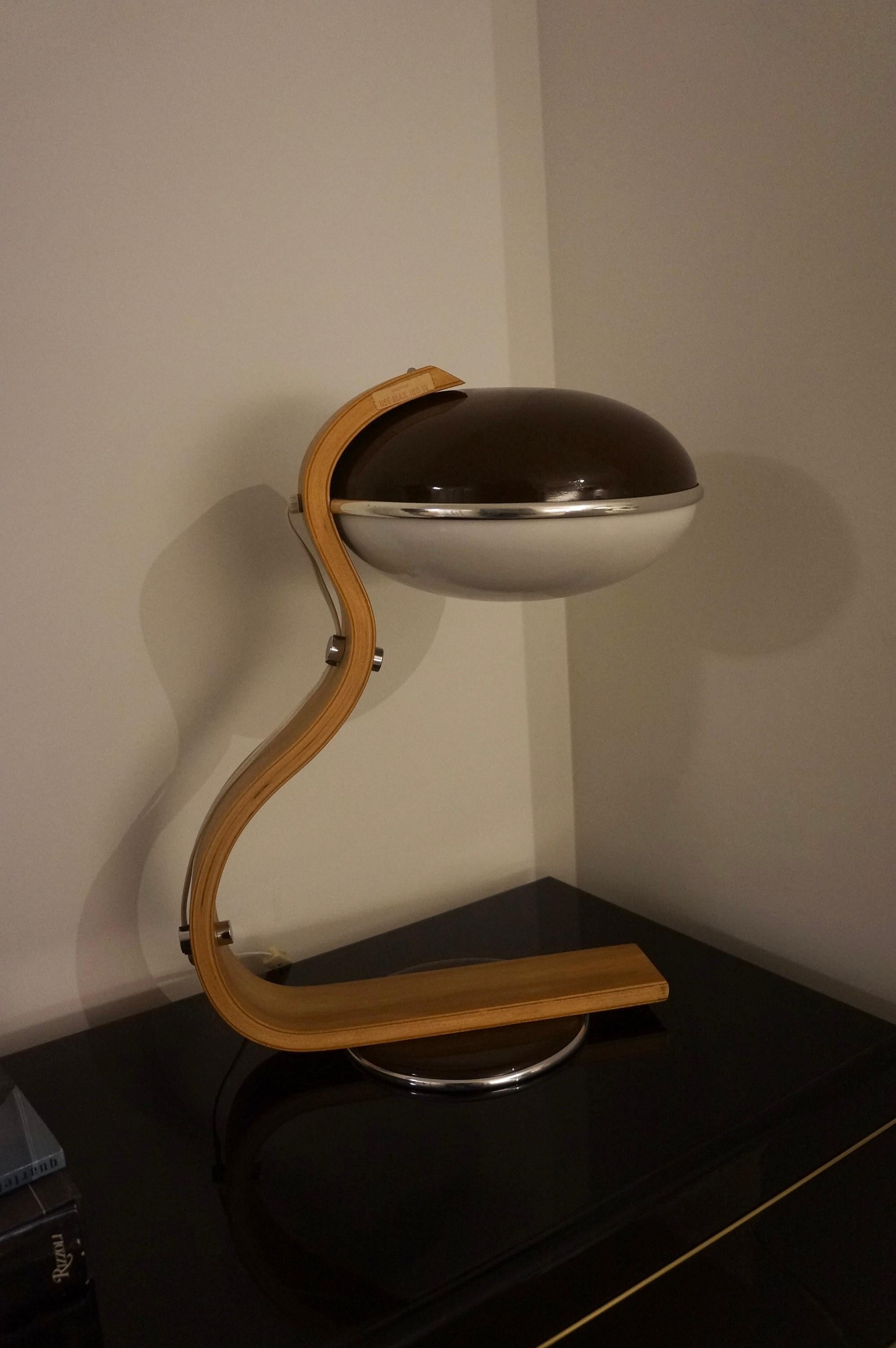 Other Scandinavian Bentwood Teak and Acrylic Table Lamp