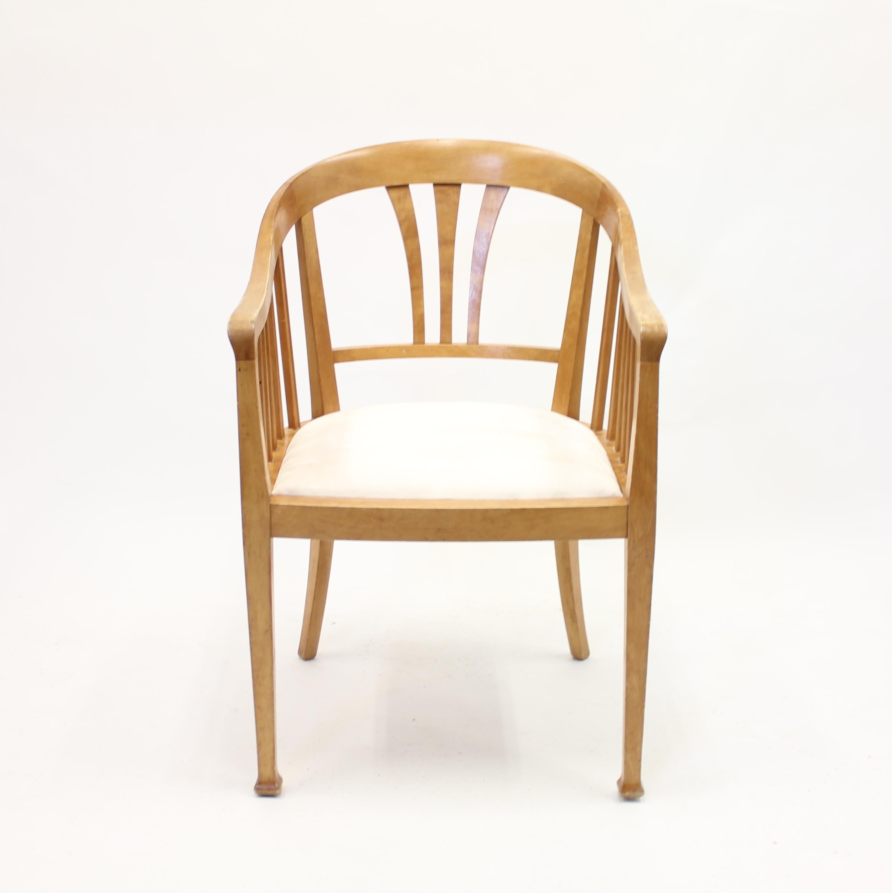 20th Century Scandinavian Birch Art Nouveau Arm Chair, Early 1900s