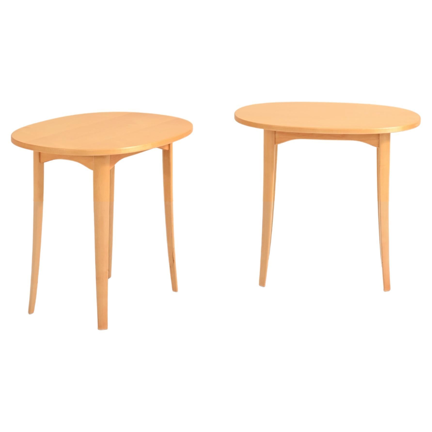 Scandinavian birch coffee tables signed Carl Malmsten For Sale