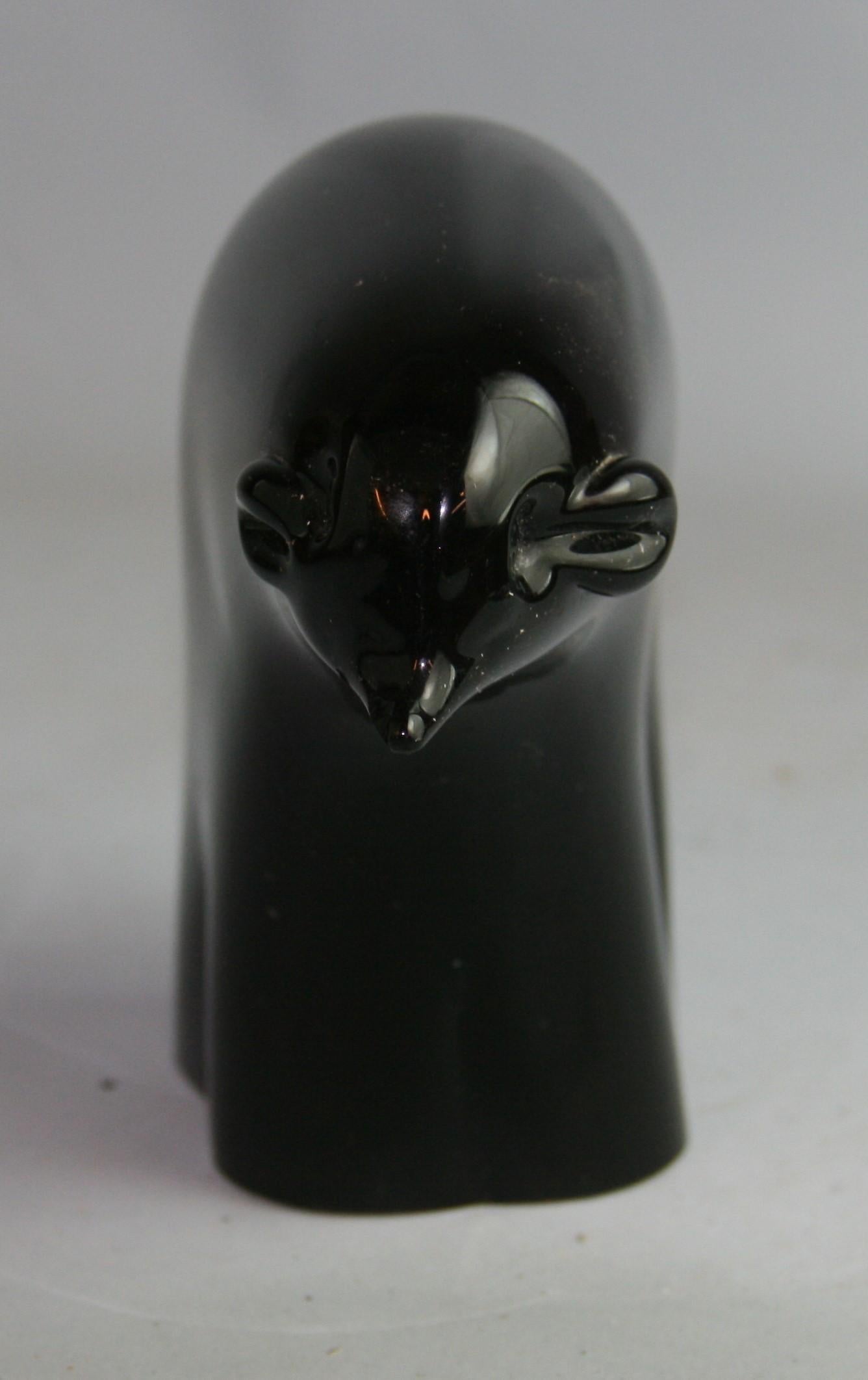 Mid-20th Century Murano Black Glass Bear Sculpture For Sale