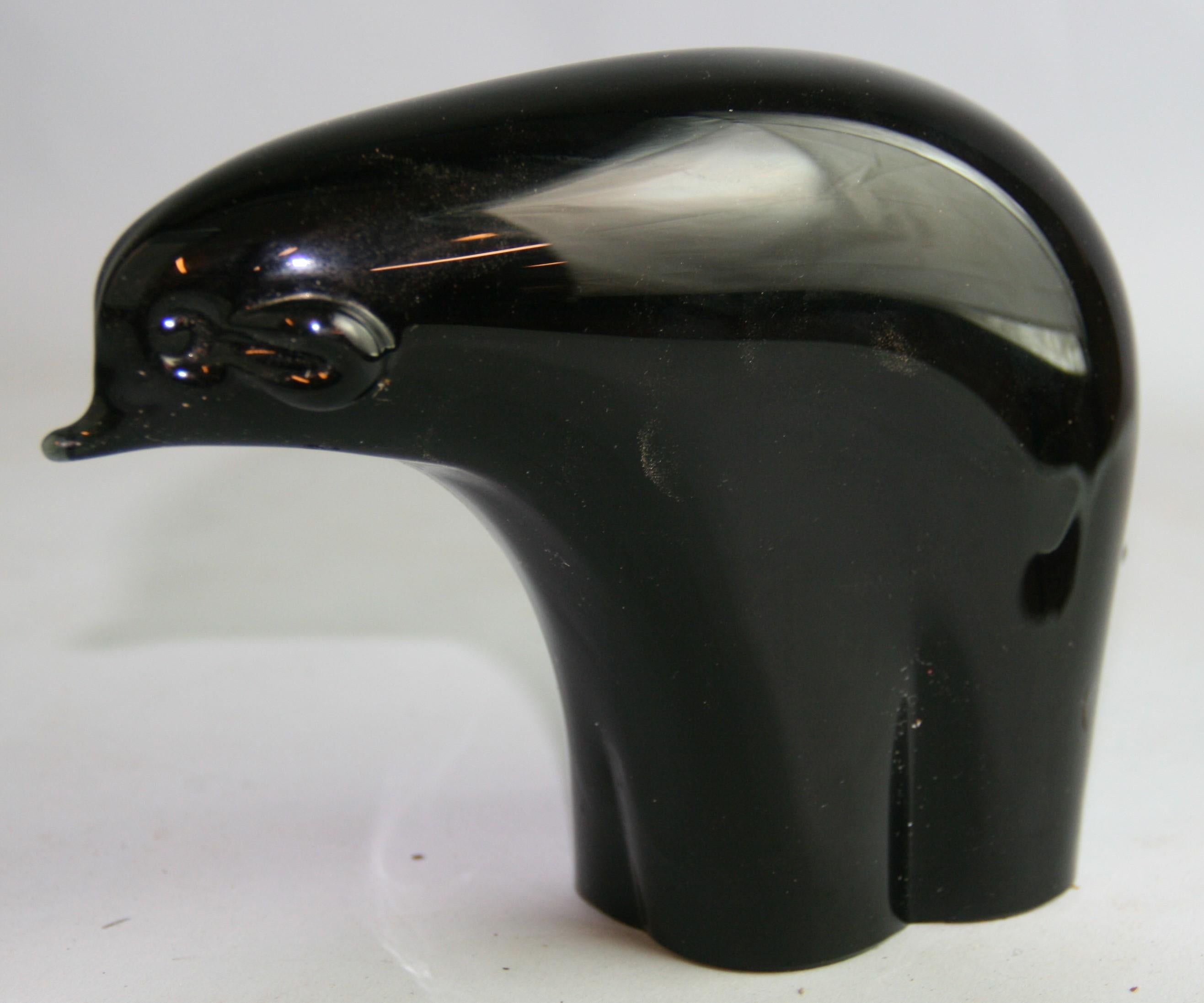 Art Glass Murano Black Glass Bear Sculpture For Sale