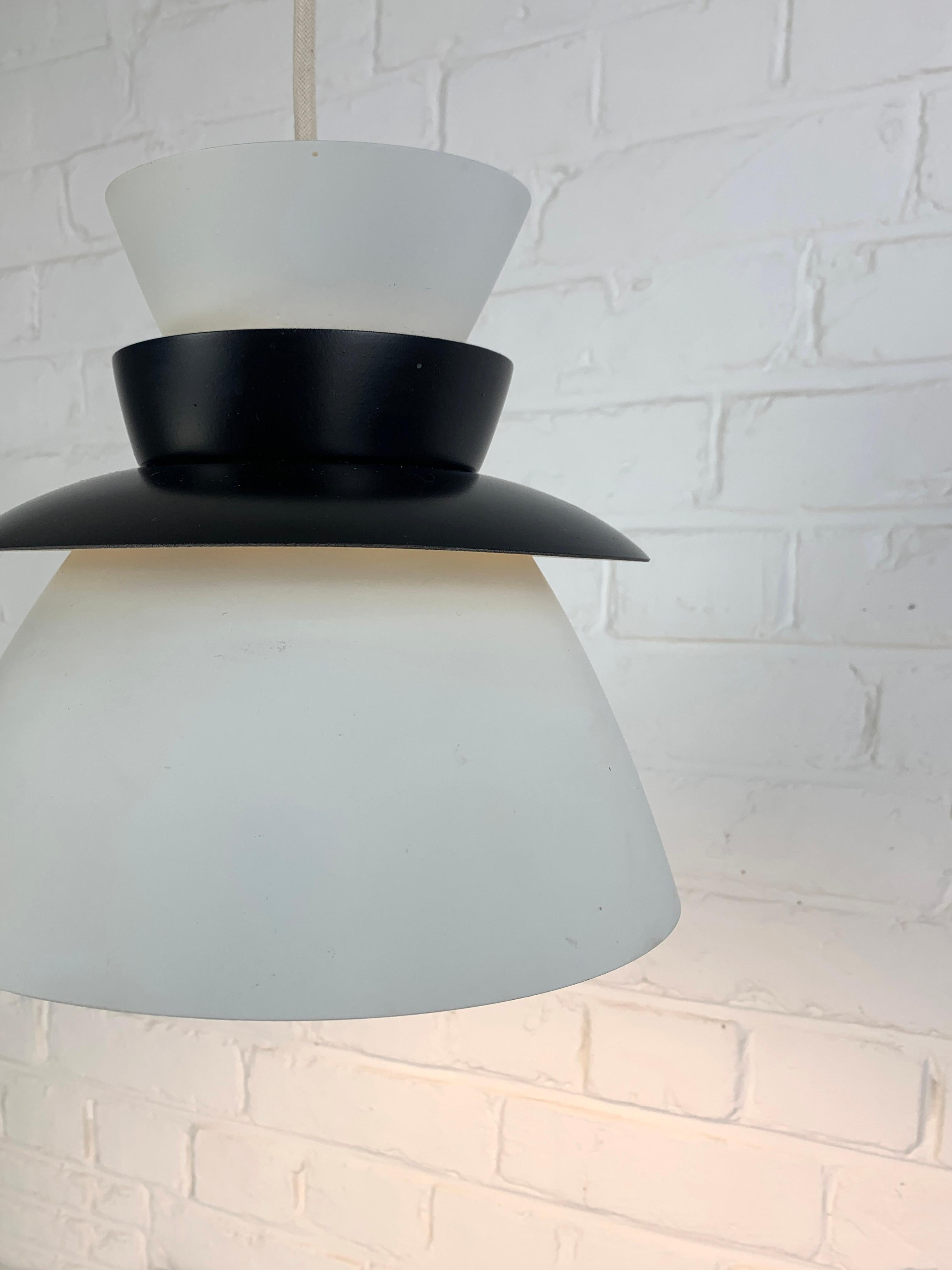Aluminum Scandinavian Black & White Pendant light, Mid-Century Modernism, Artek Finland For Sale