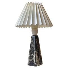 Scandinavian Black White Sgrafitto Style Ceramic Table Lamp by Elisabeth Loholt Scandinavian Black White Sgrafitto Style Ceramic Table Lamp by Elisabeth Loholt