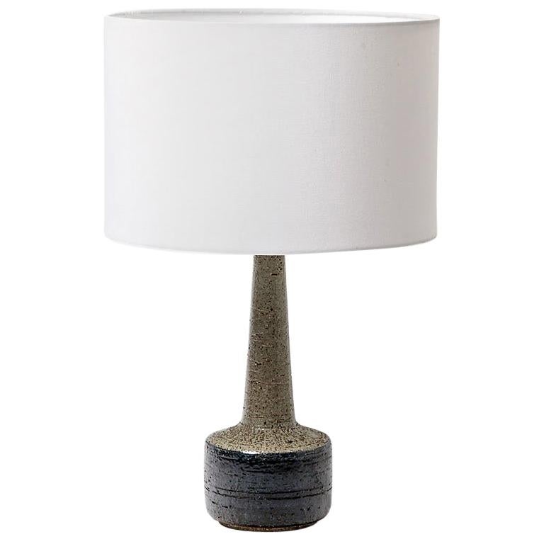 Grey Ceramic Table Lamp Per Linnemann, Grey And Blue Detail Ceramic Table Lamp