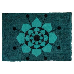 Scandinavian Blue Floral Wool Rug