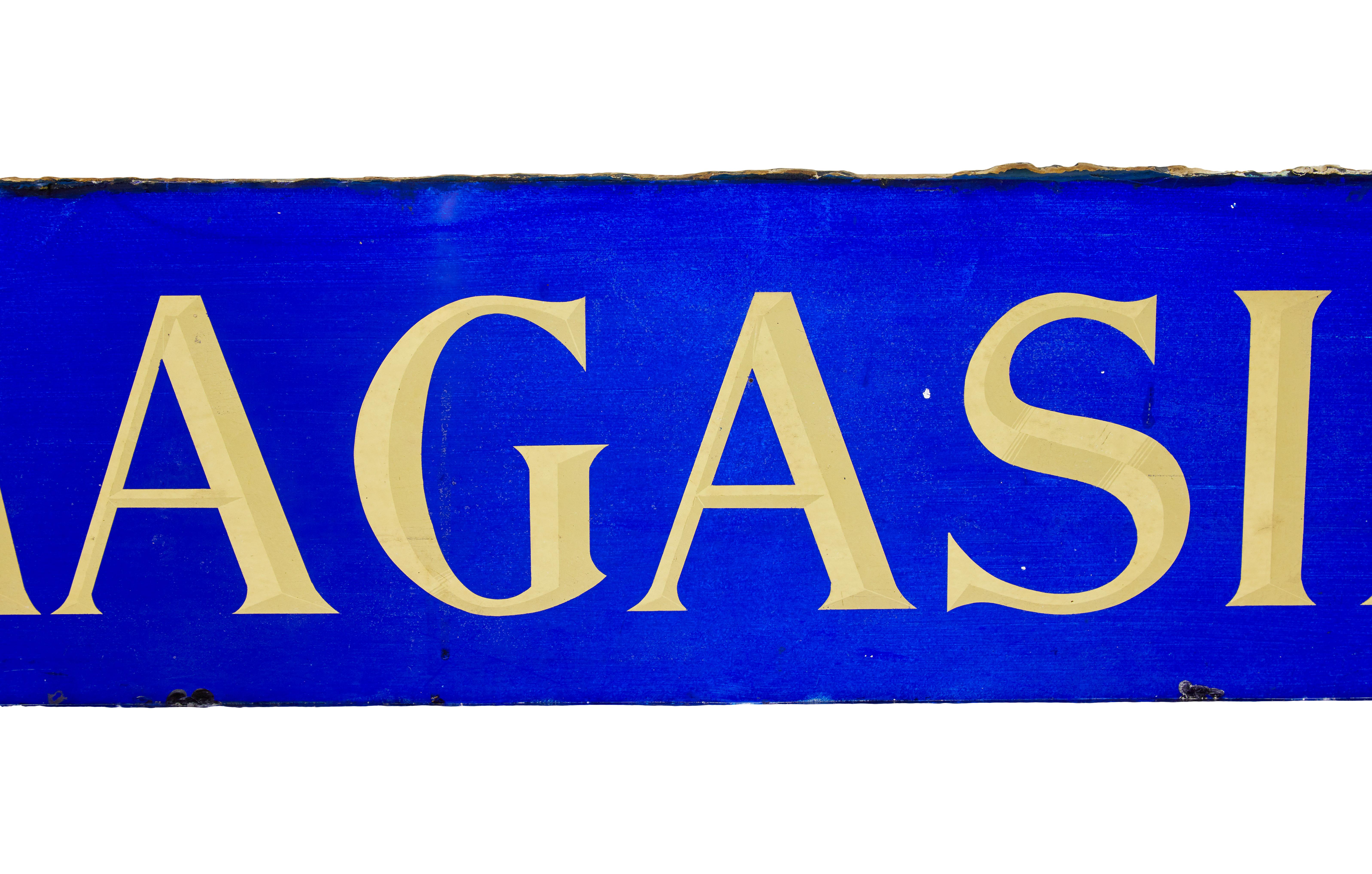Scandinavian blue glass and gold boutique shoe shop sign In Good Condition For Sale In Debenham, Suffolk