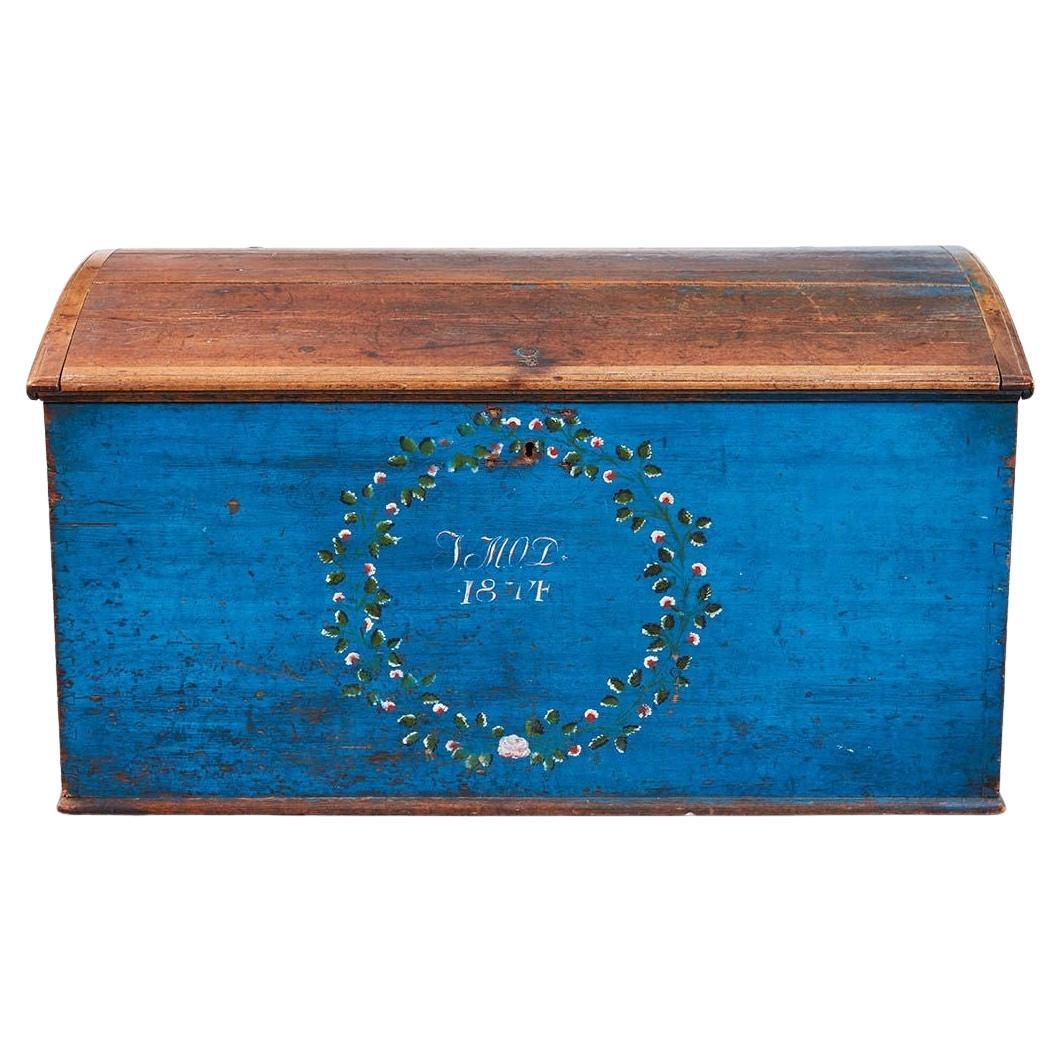 Scandinavian Blue Marriage Chest For Sale
