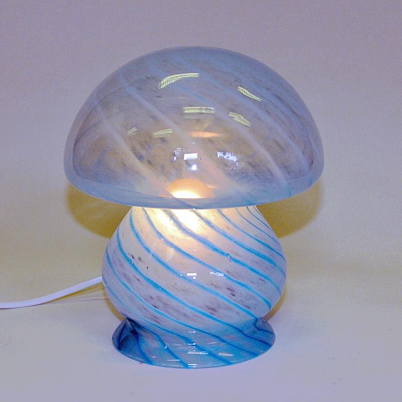 Scandinavian Modern Scandinavian Blue Mushroom glass table lamp 1970s For Sale