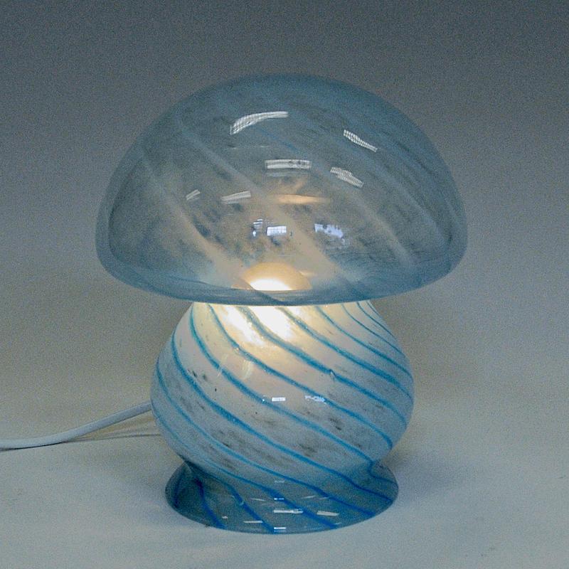 Scandinavian Blue Mushroom glass table lamp 1970s In Good Condition For Sale In Stockholm, SE