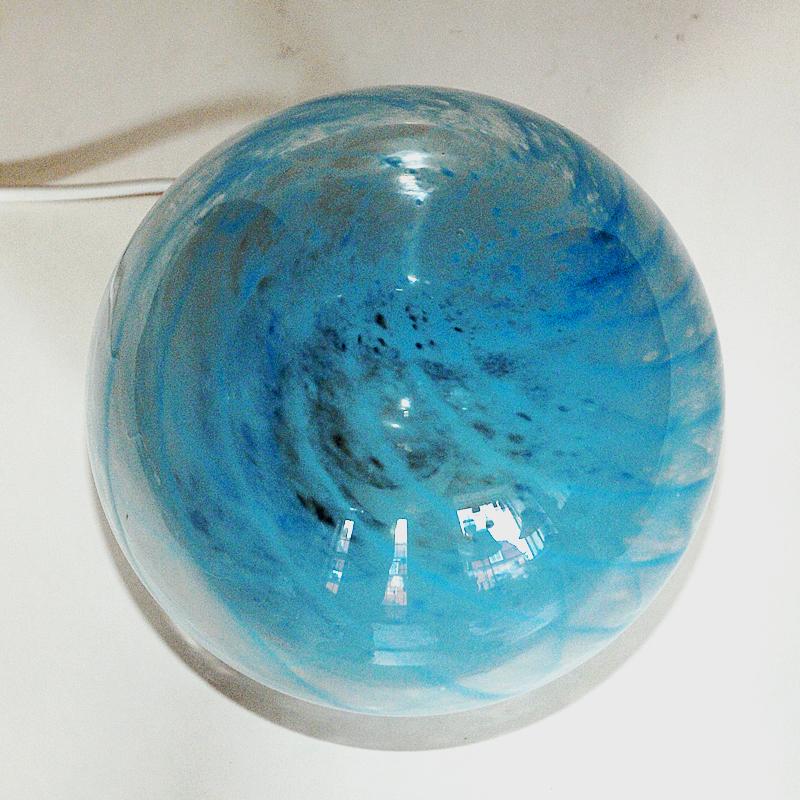 Scandinavian Blue Mushroom glass table lamp 1970s For Sale 2
