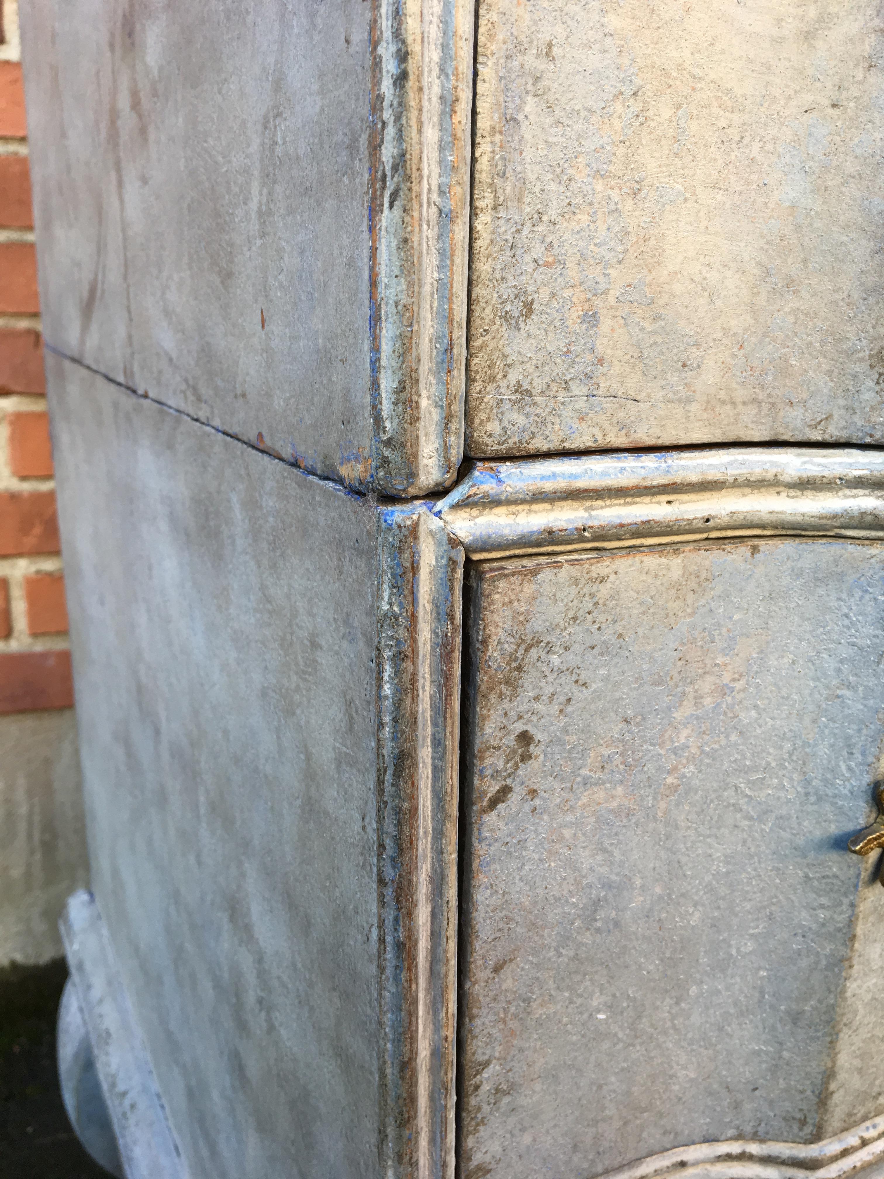 Scandinavian Blue Painted Baroque Chest of Drawers, 18th Century  3