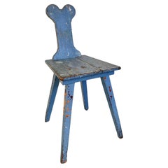 Used Scandinavian Blue Painted Chair