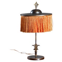 Lampe de table scandinave Bonze avec abat-jour à pompons