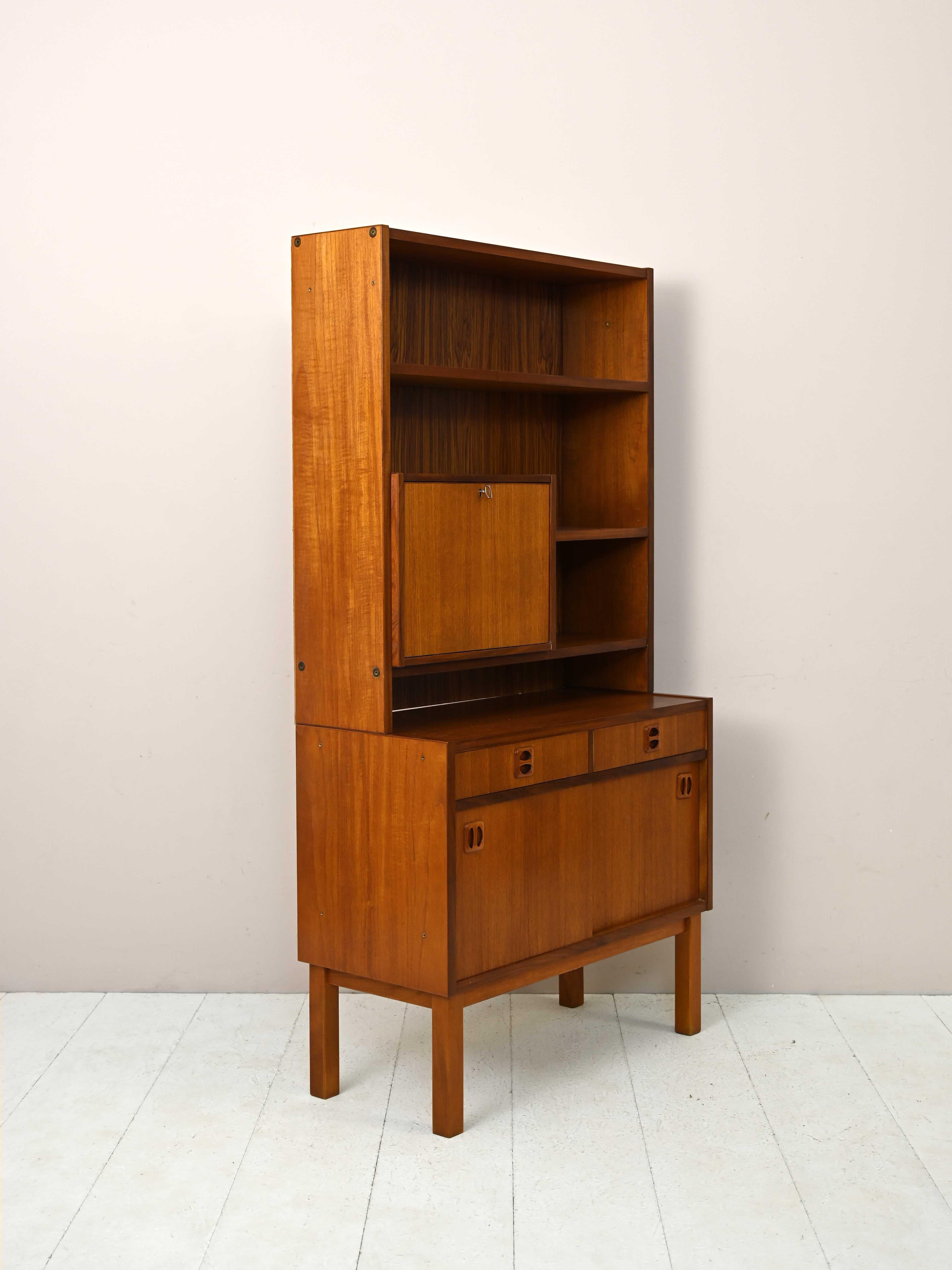 Mid-20th Century Scandinavian Bookcase with Bar Compartment