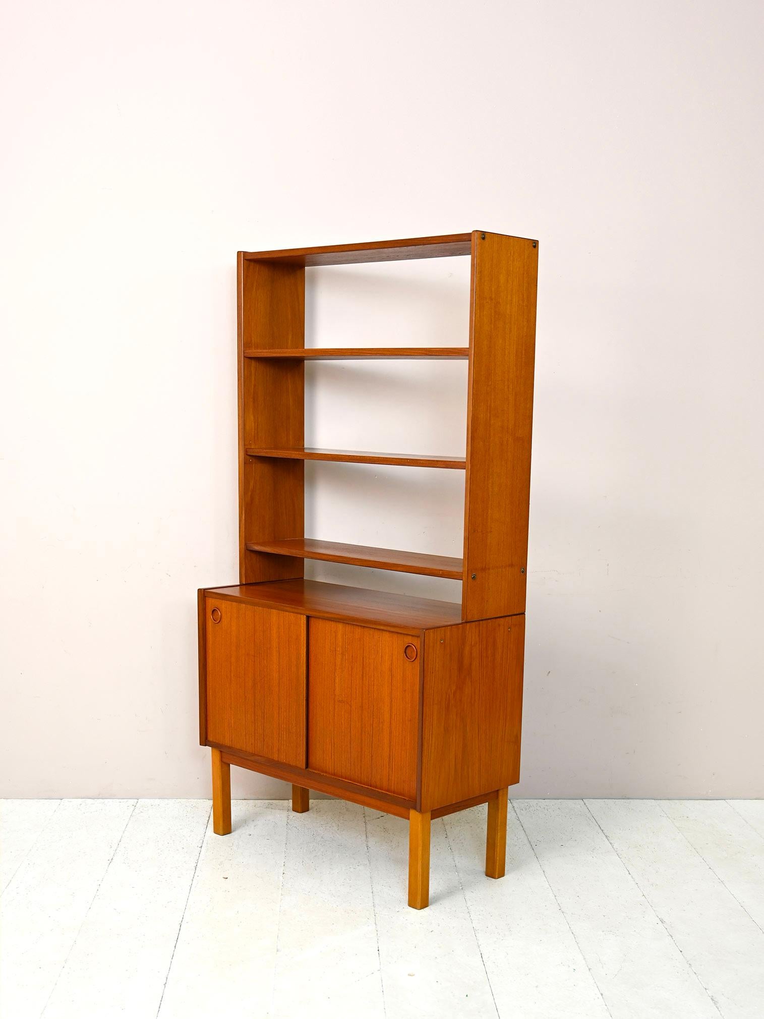 Wood Scandinavian bookcase with cabinet For Sale