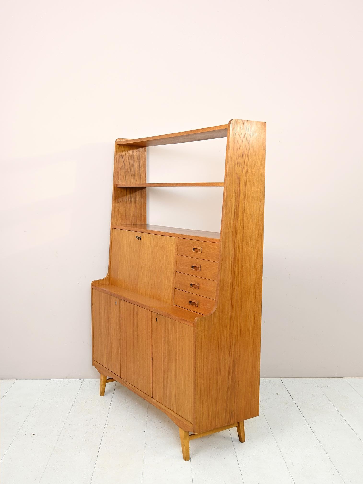 Scandinavian Bookcase with Drop-Down Desk 1