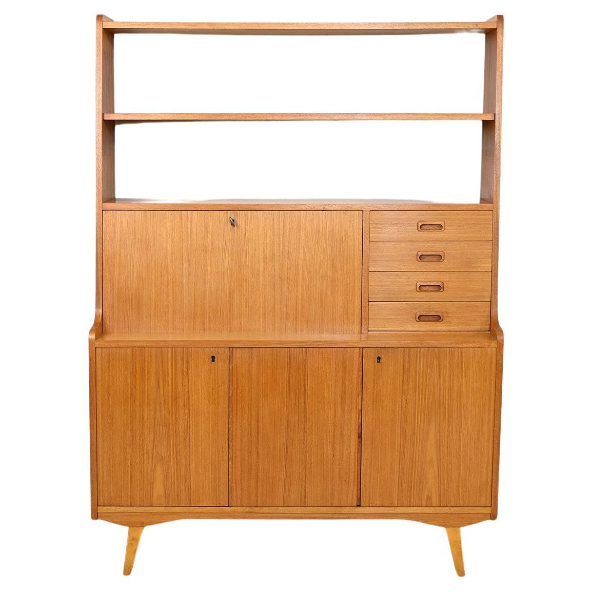 Scandinavian Bookcase with Drop-Down Desk