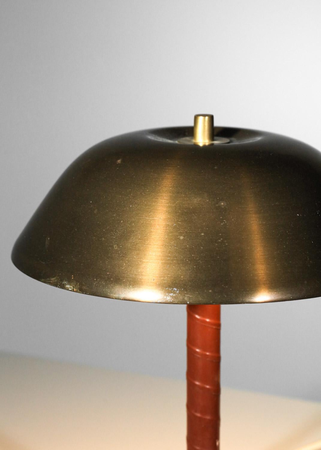 Scandinavian brass and leather Swedish table lamp For Sale 1