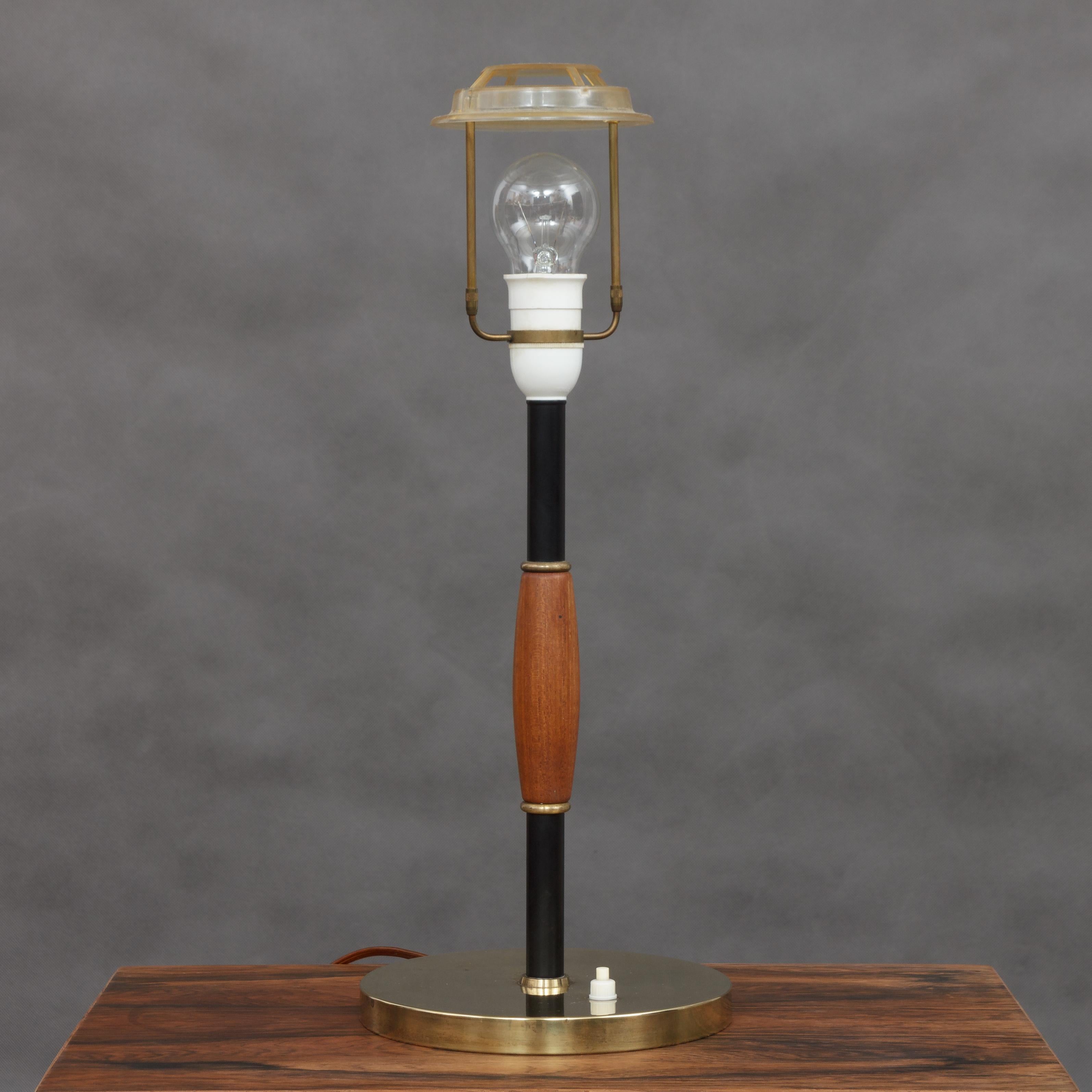 Scandinavian Brass and Teak Desk Lamp 2