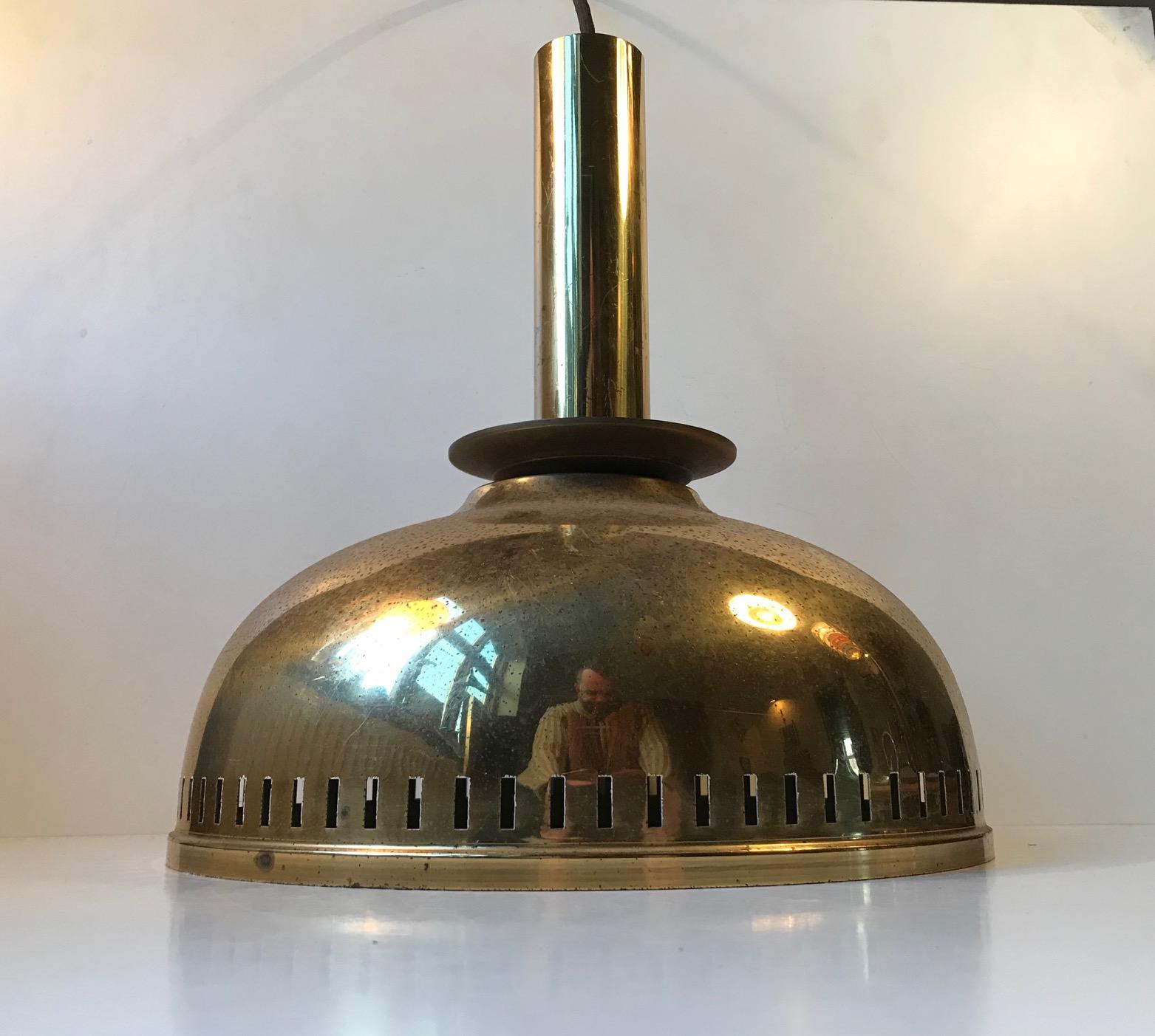 Swedish Scandinavian Brass Ceiling Lamp by ASEA, 1950s