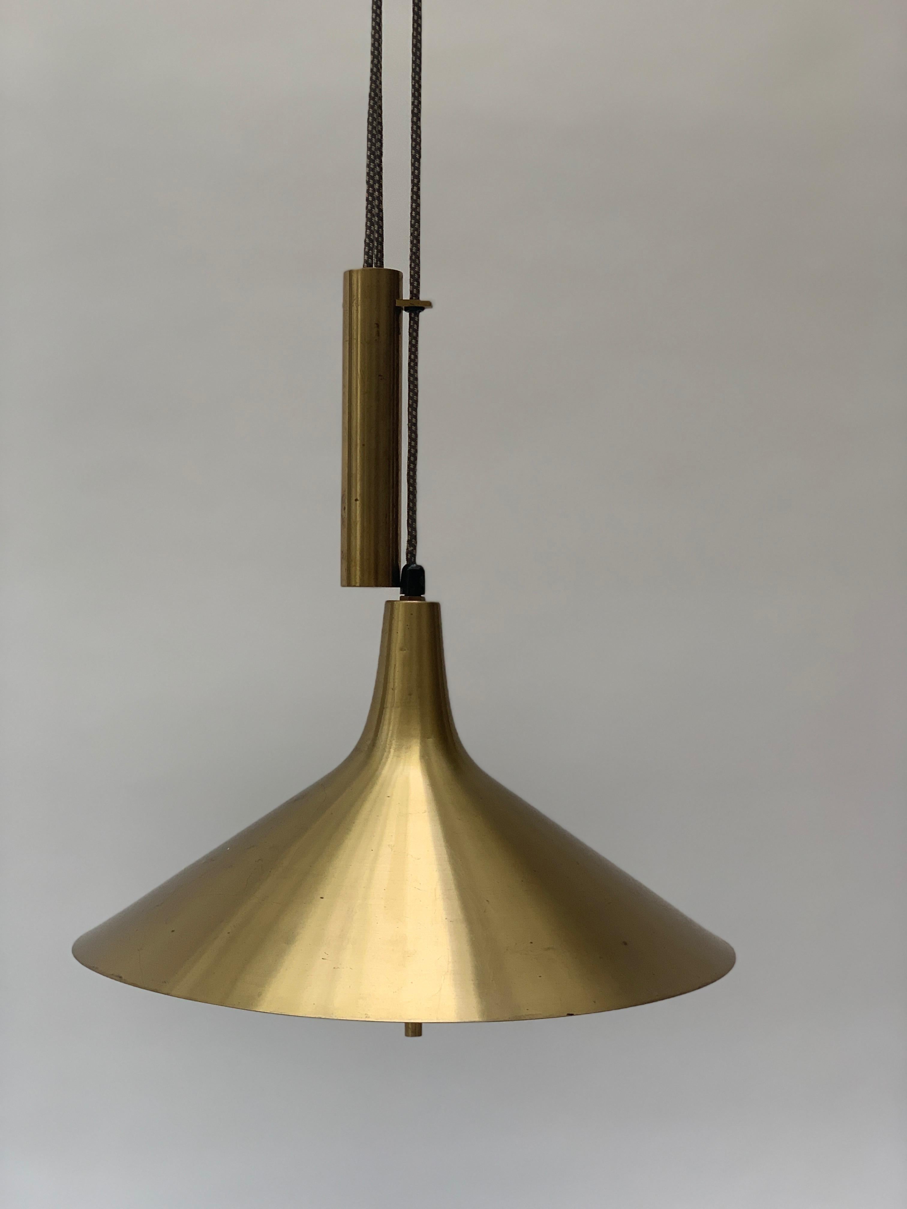 Scandinavian Brass Counterweight Pendant, 1960s In Good Condition In London, GB