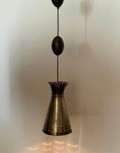 Scandinavian Brass Diablo Pendant Light 1950s Patina Ø 20 cm
